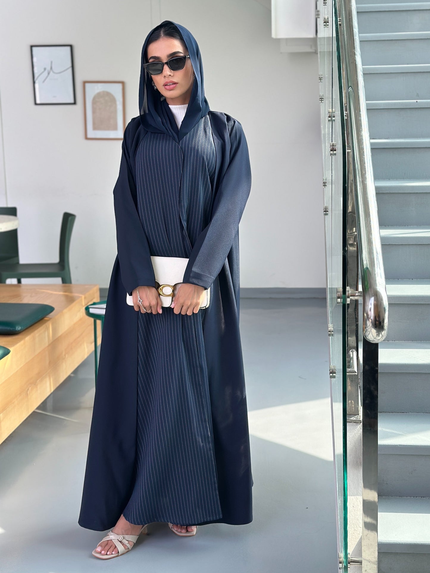 AT399 Navy work Abaya
