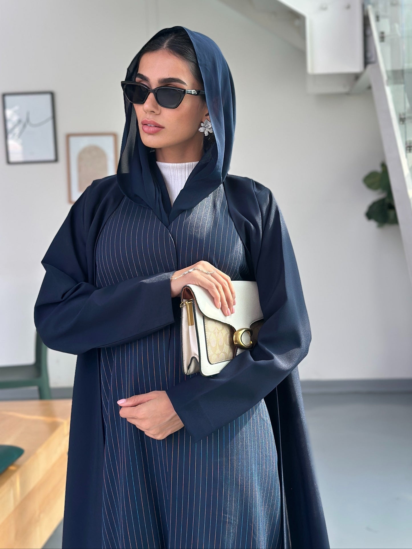 AT399 Navy work Abaya