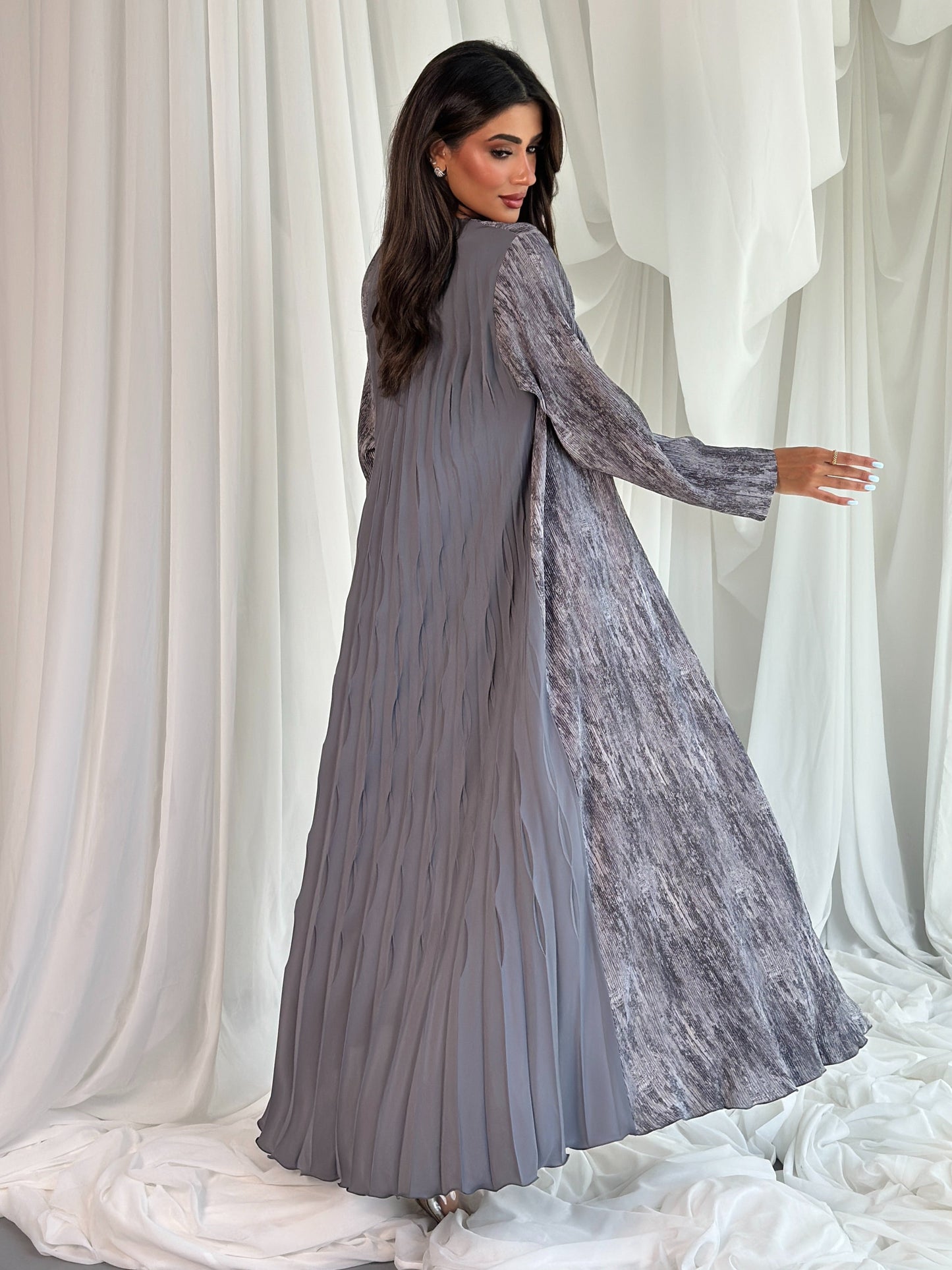 AT334 Pleat Gray abaya