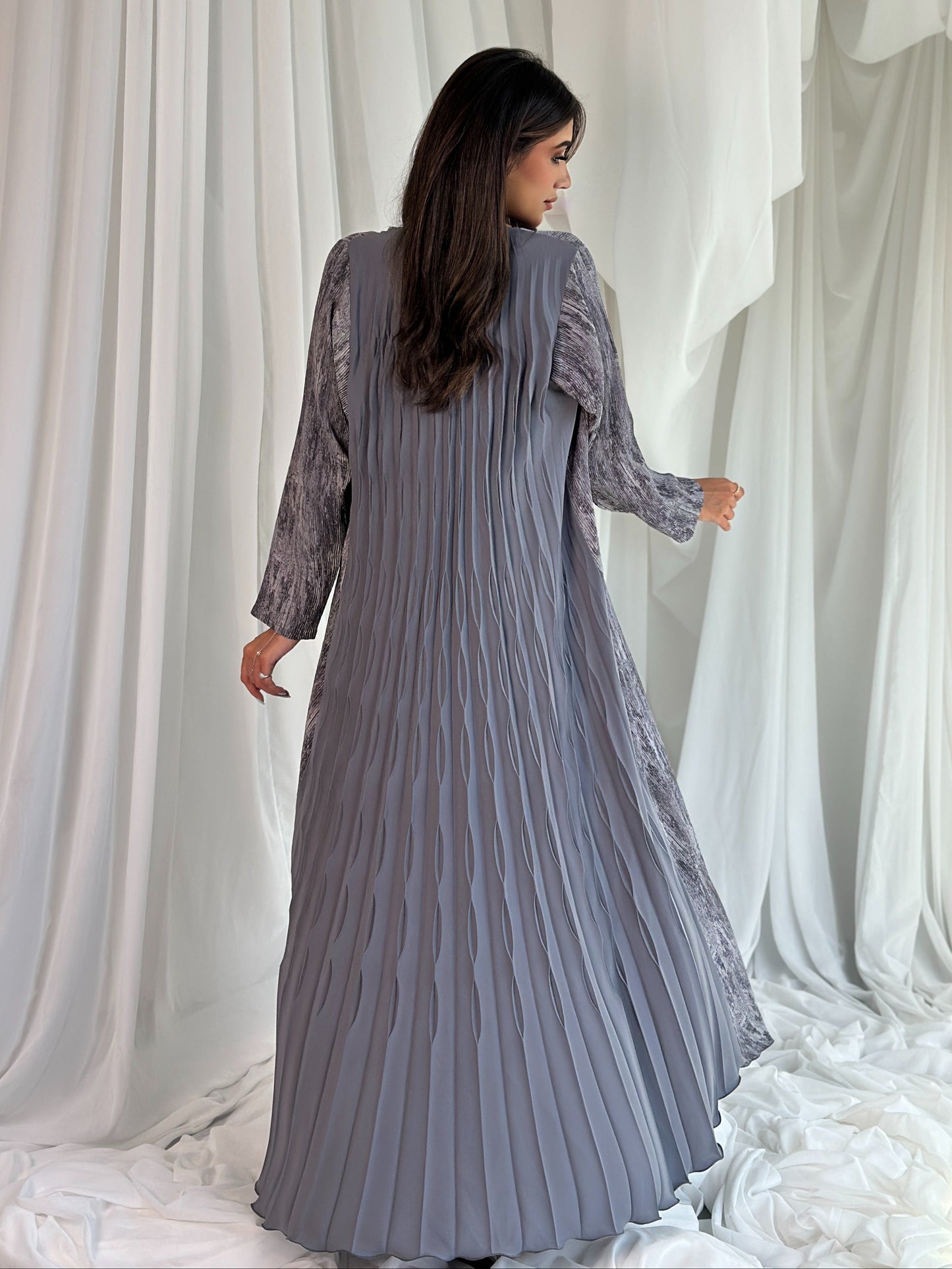 AT334 Pleat Gray abaya