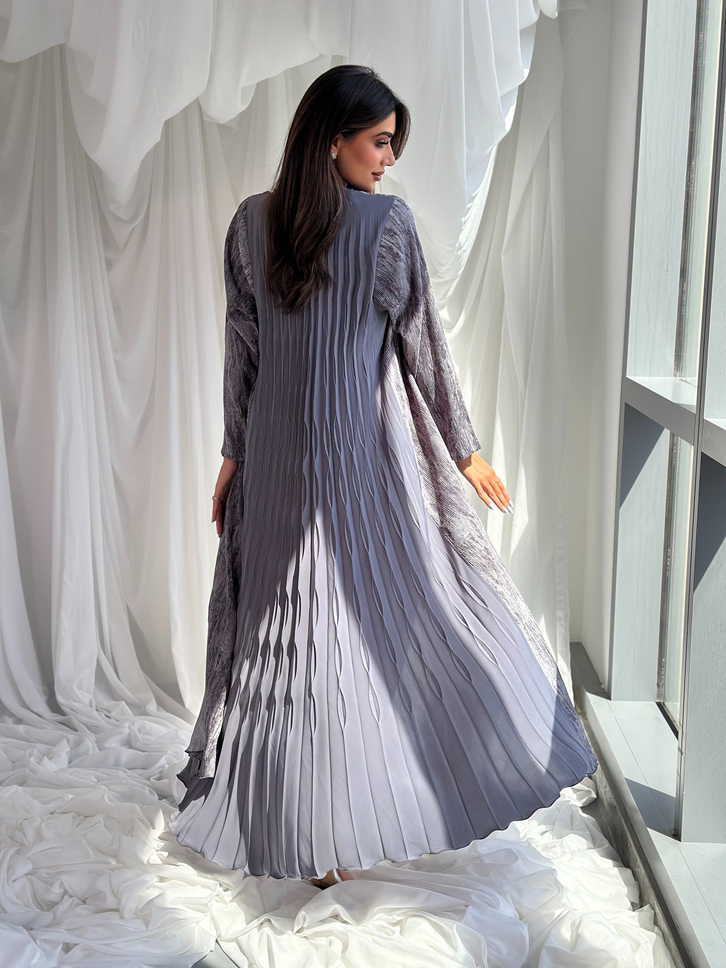 AT334 Pleat Gray abaya