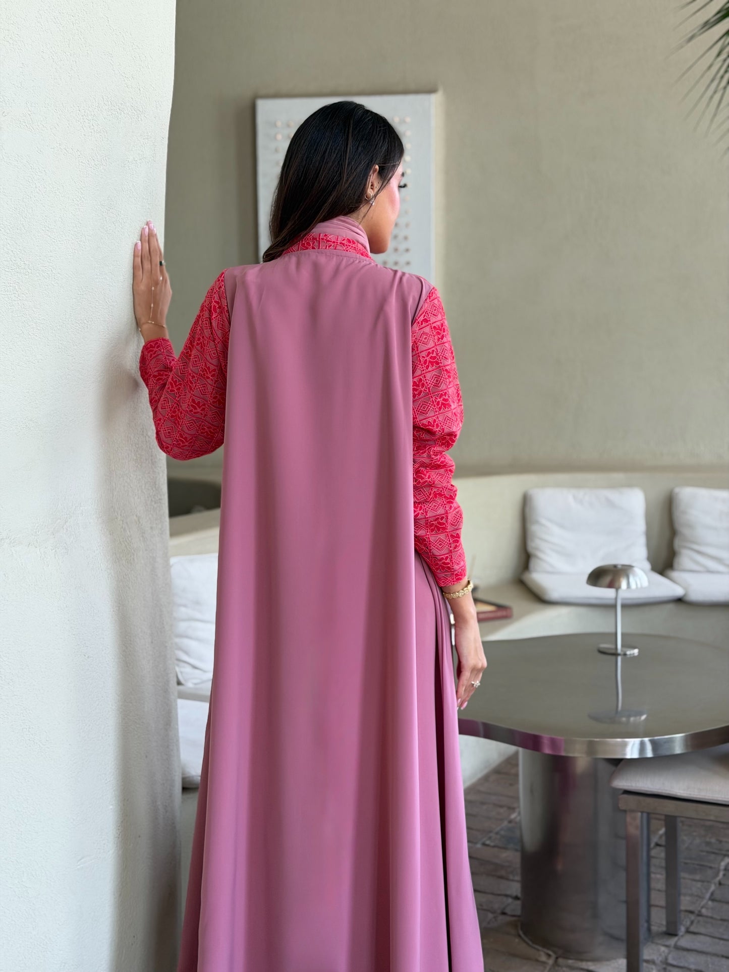 AT550 Rose A-Cut Abaya
