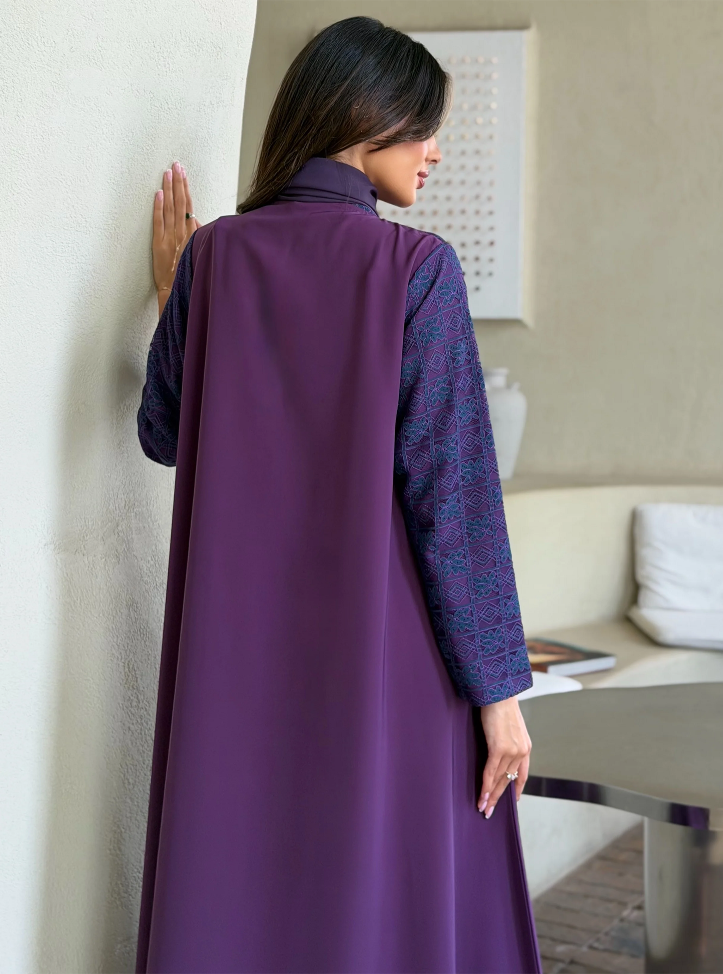 AT549 purple A-Cut Abaya