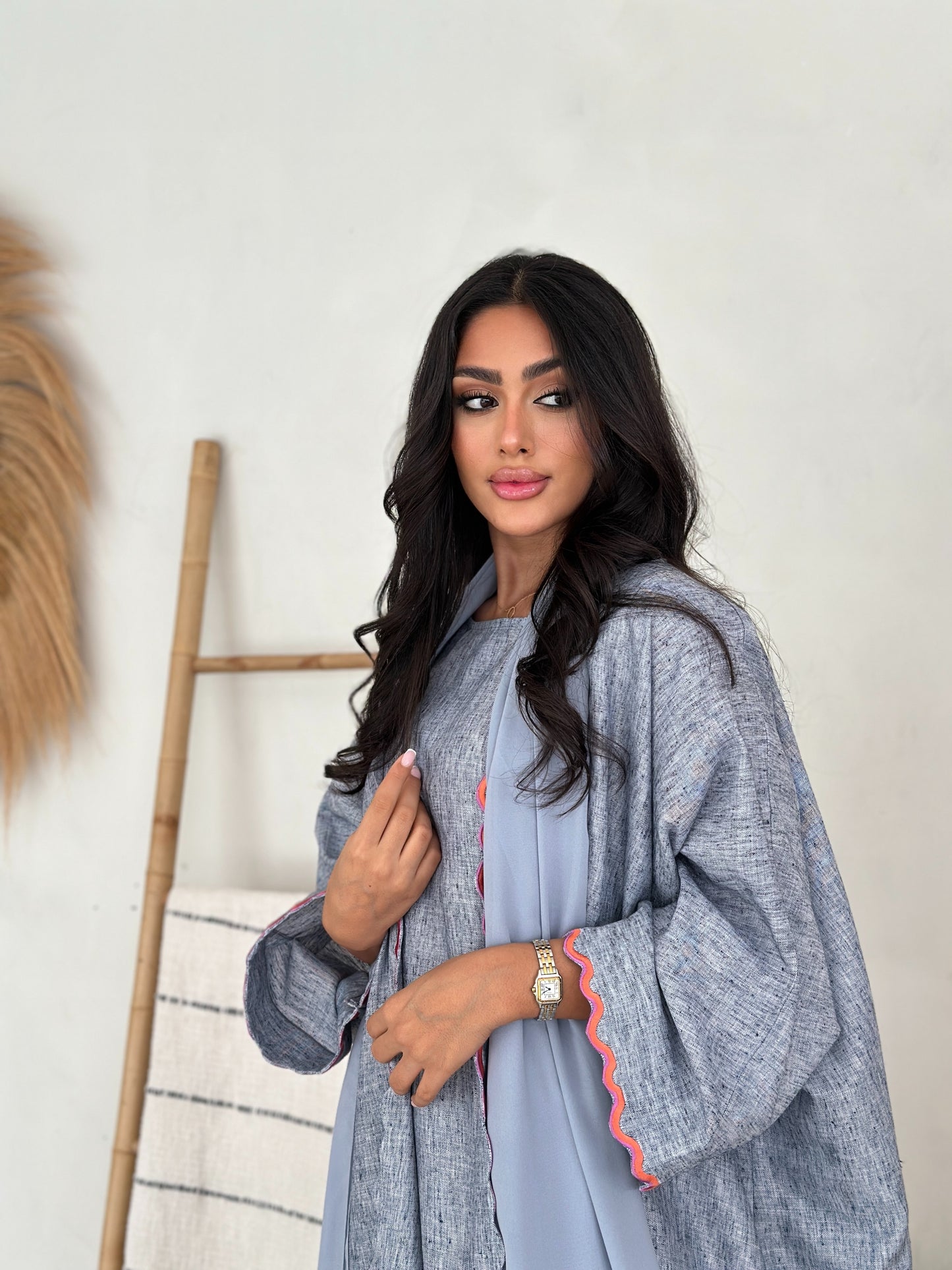 AT408 Blue Set Abaya