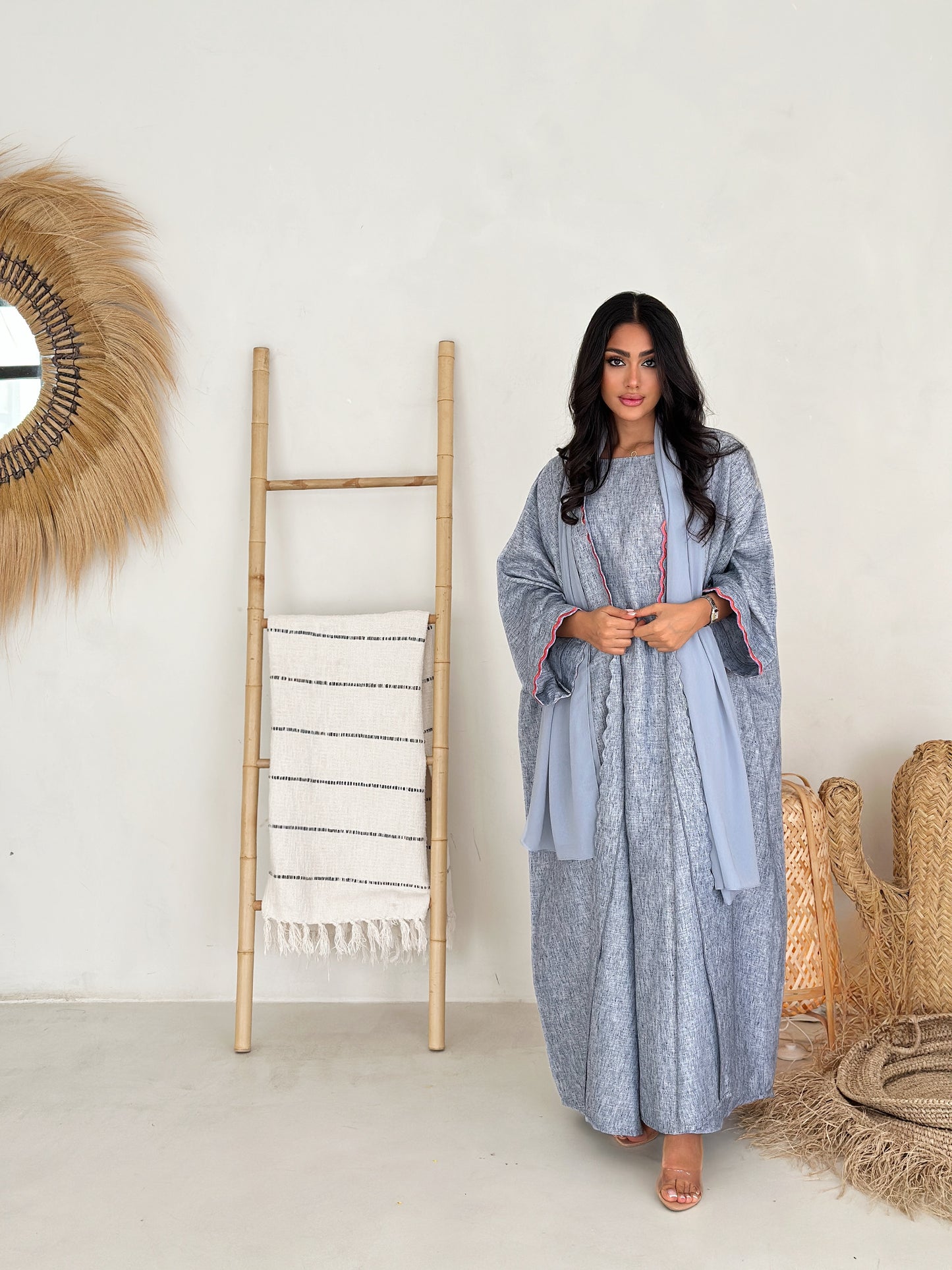AT408 Blue Set Abaya