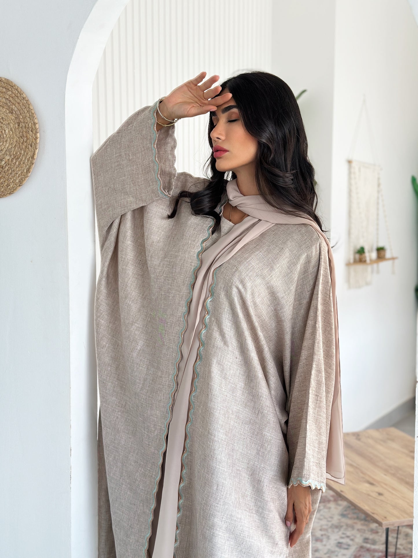 AT407 Beige Set Abaya