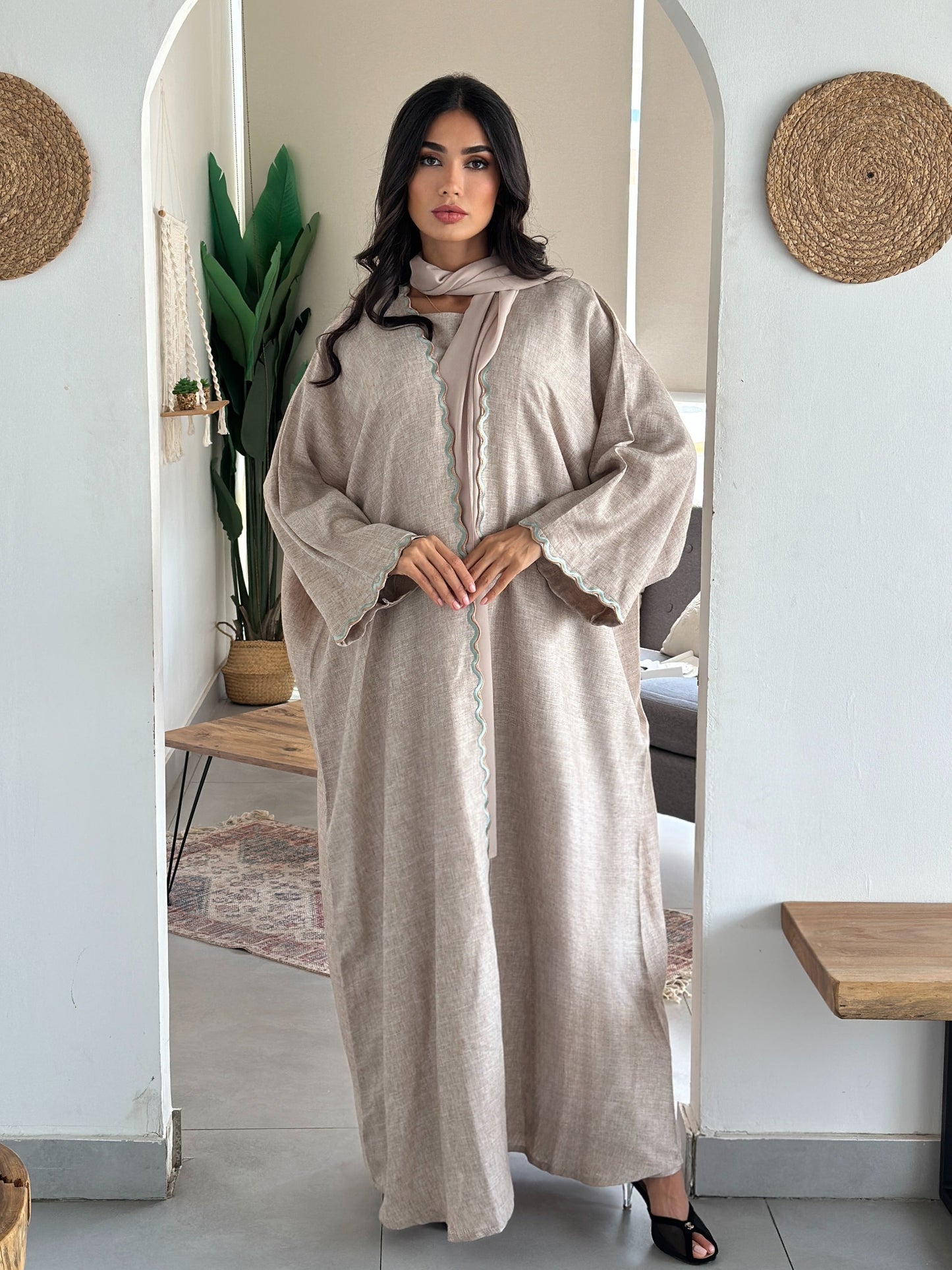 AT407 Beige Set Abaya