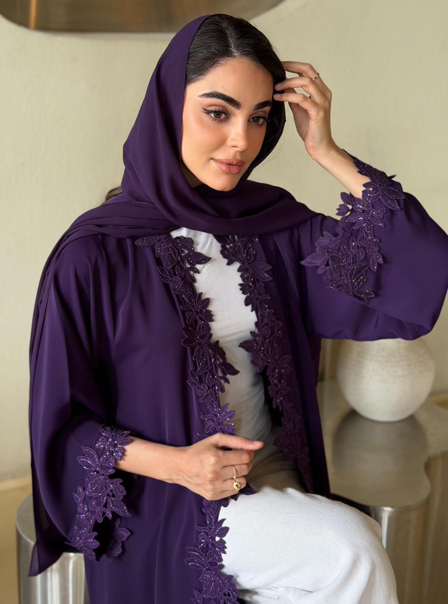 AT502 Purple Abaya