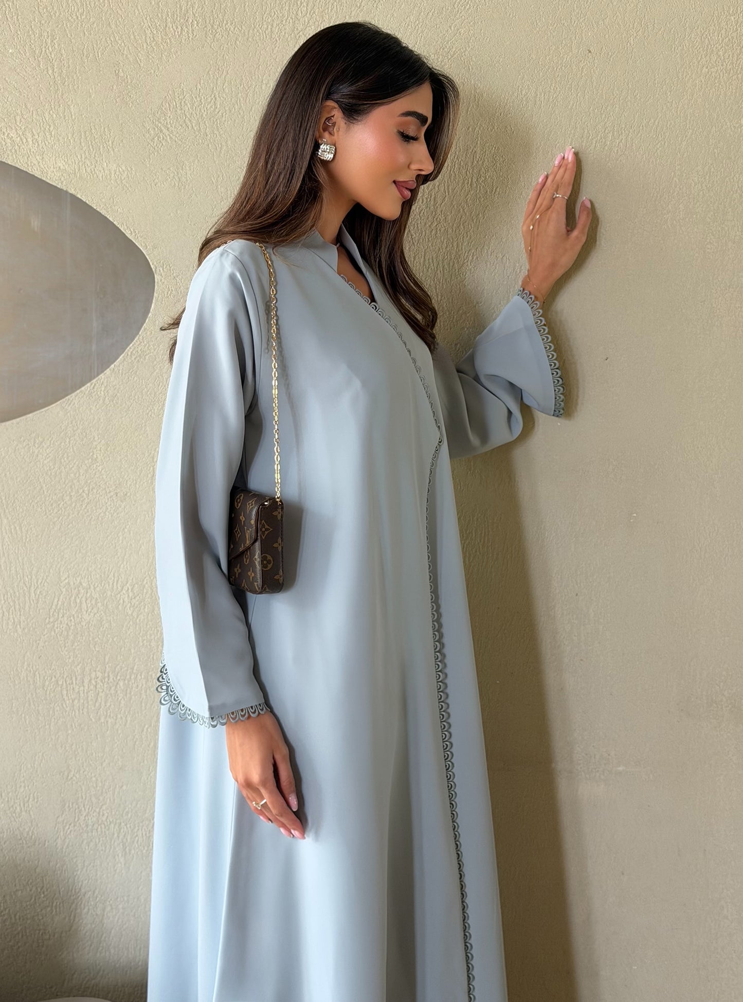 AT562 light Blue Abaya