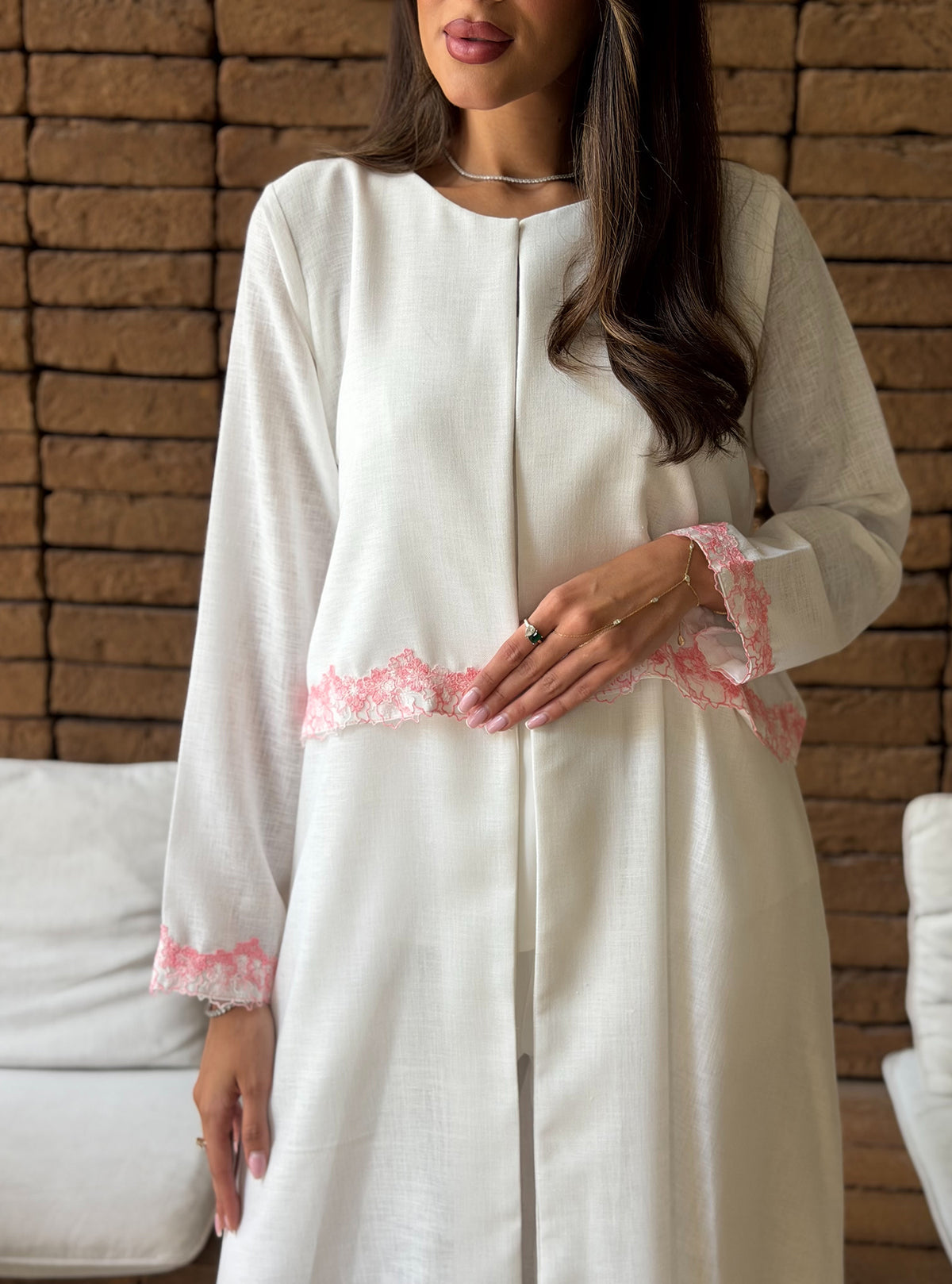 AT570 off white Lenin Abaya
