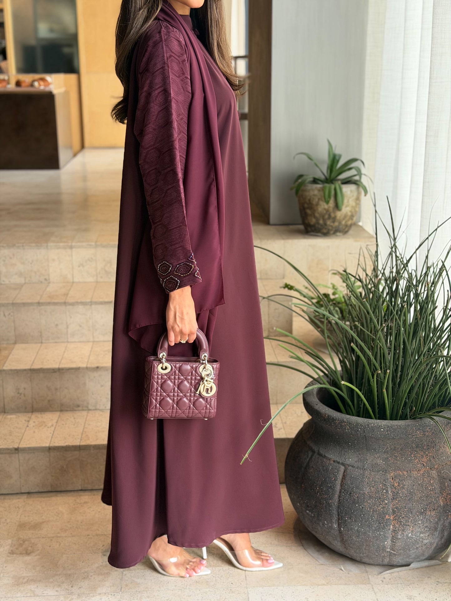 AT581 Maroon  Abaya