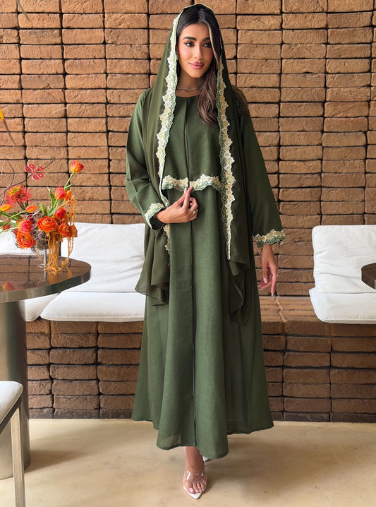 AT571 Olive Lenin Abaya