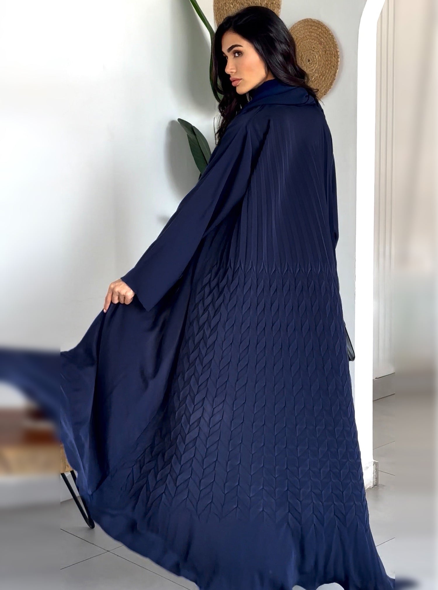 AT383 Navy Pelate Abaya