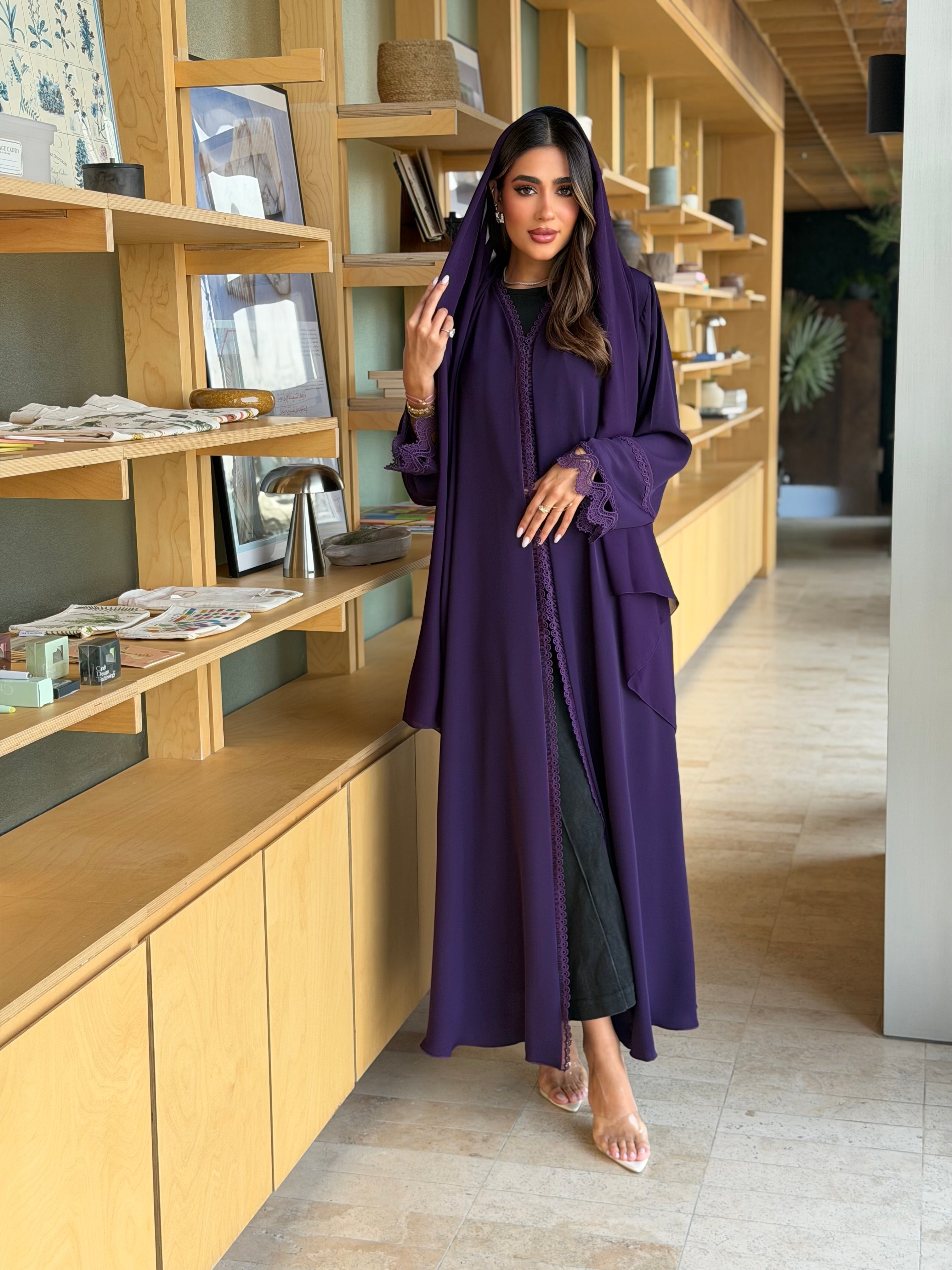 AT602 A_Cut purple Abaya
