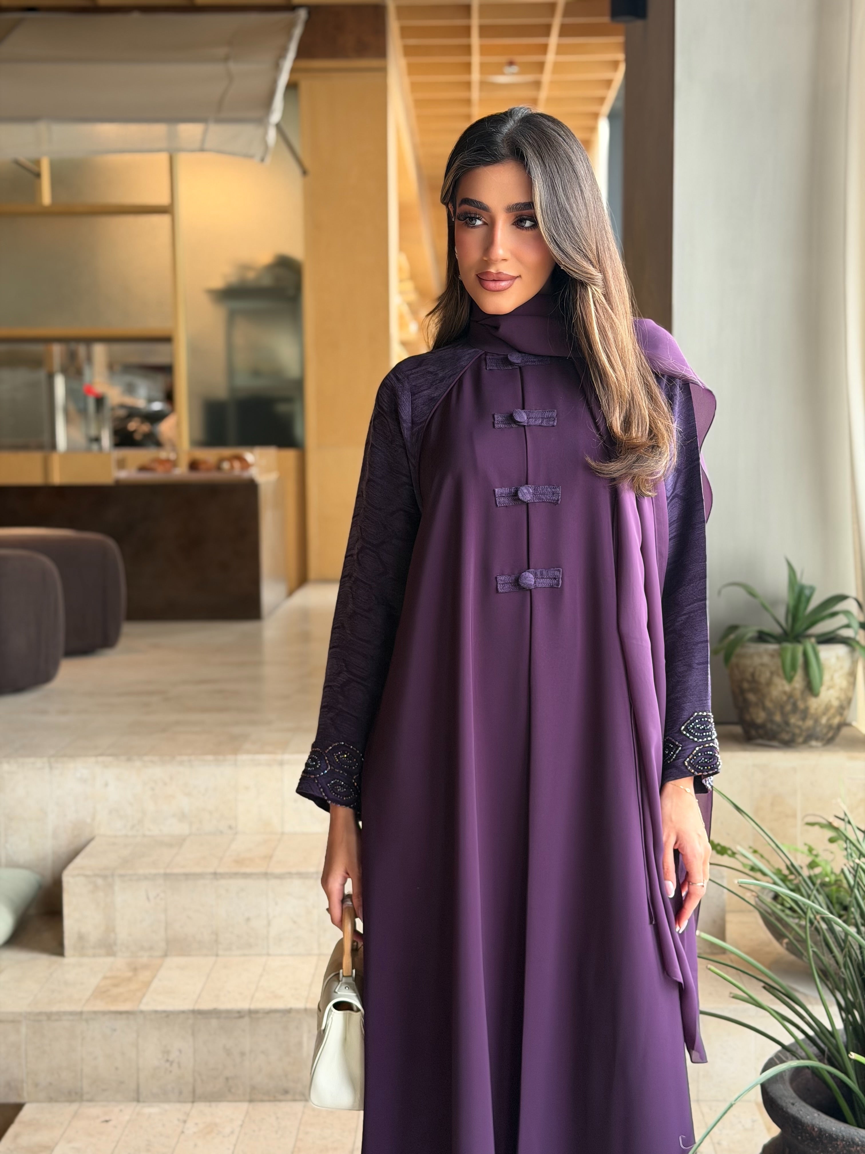 AT578 purple  Abaya