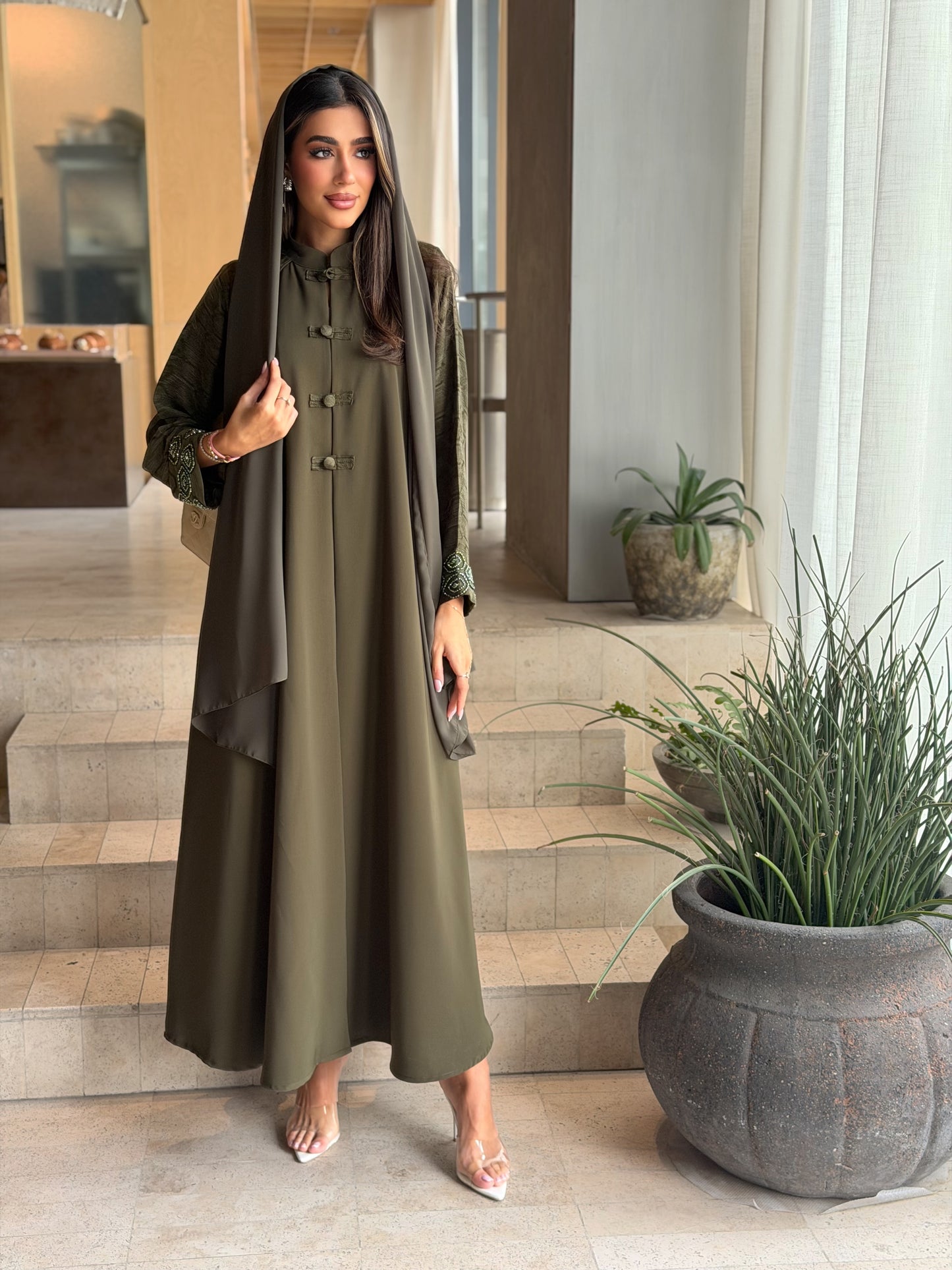AT579 Olive  Abaya