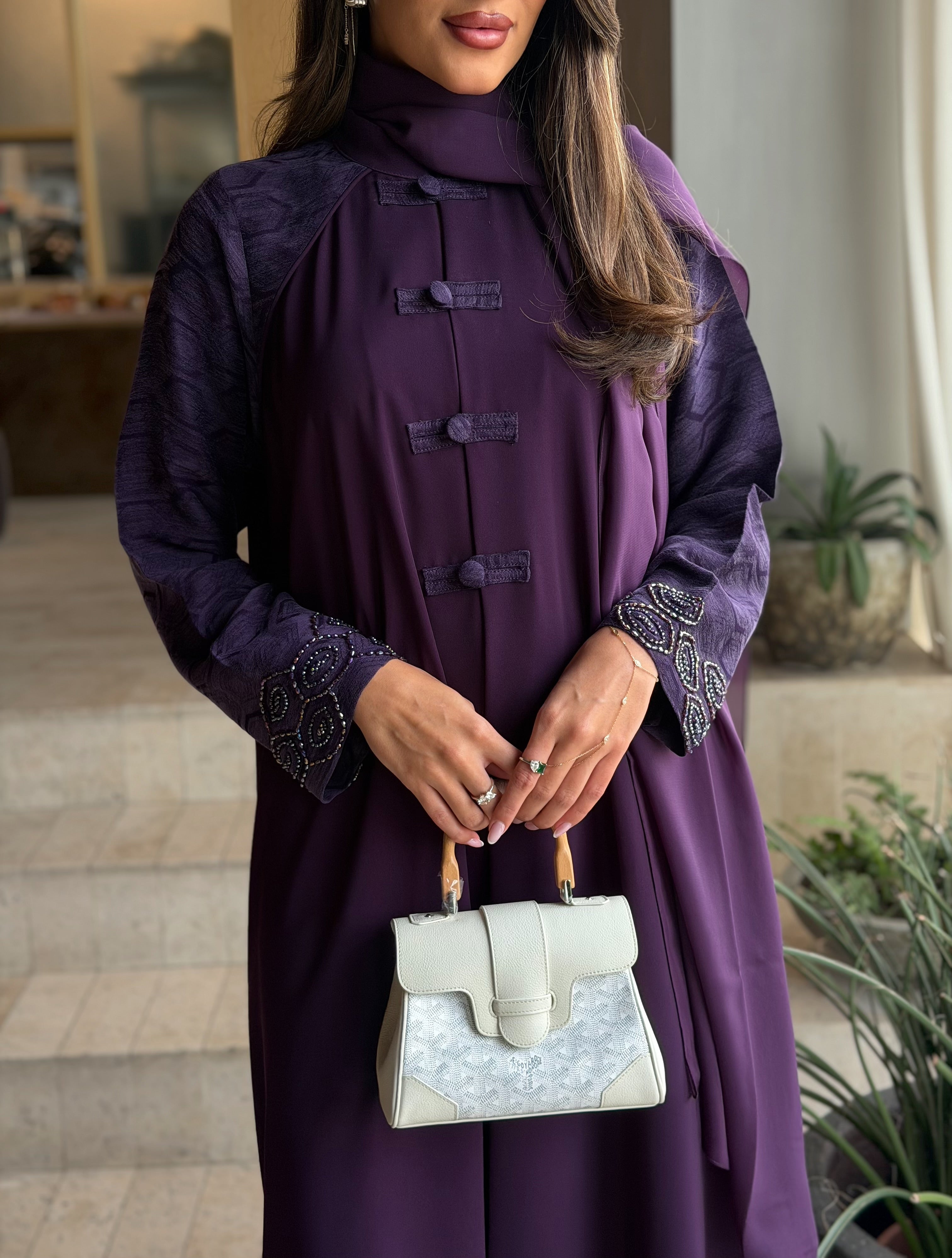AT578 purple  Abaya