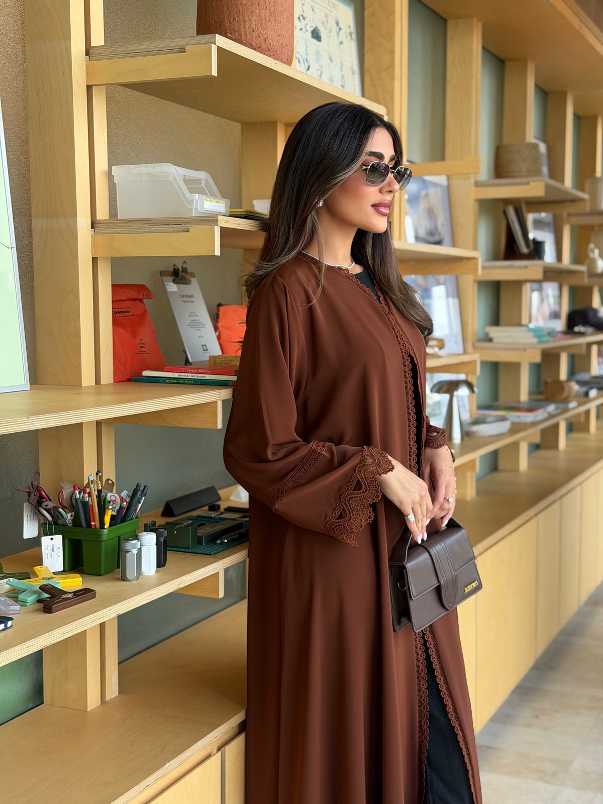AT603 A_Cut  brown Abaya