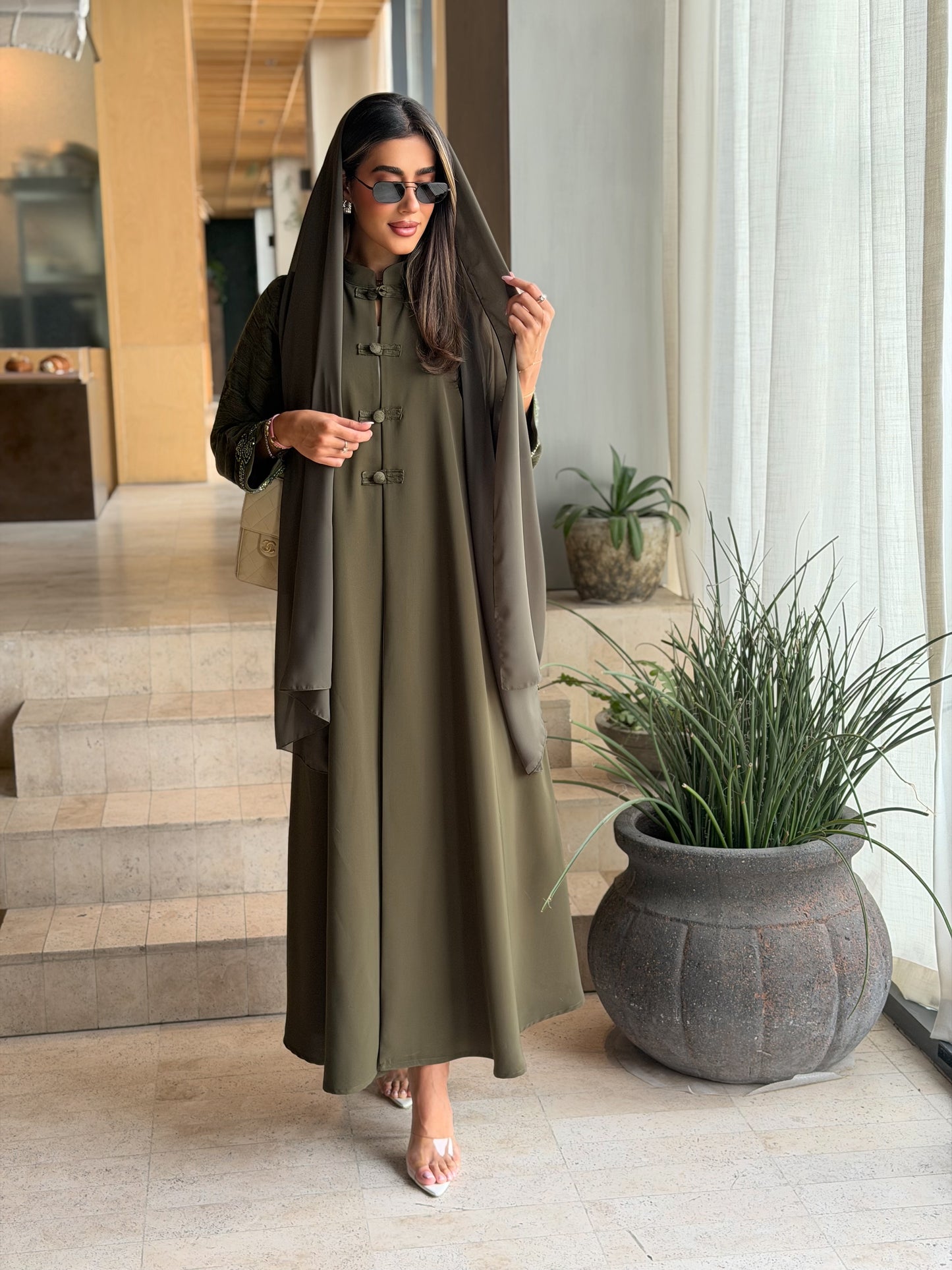 AT579 Olive  Abaya