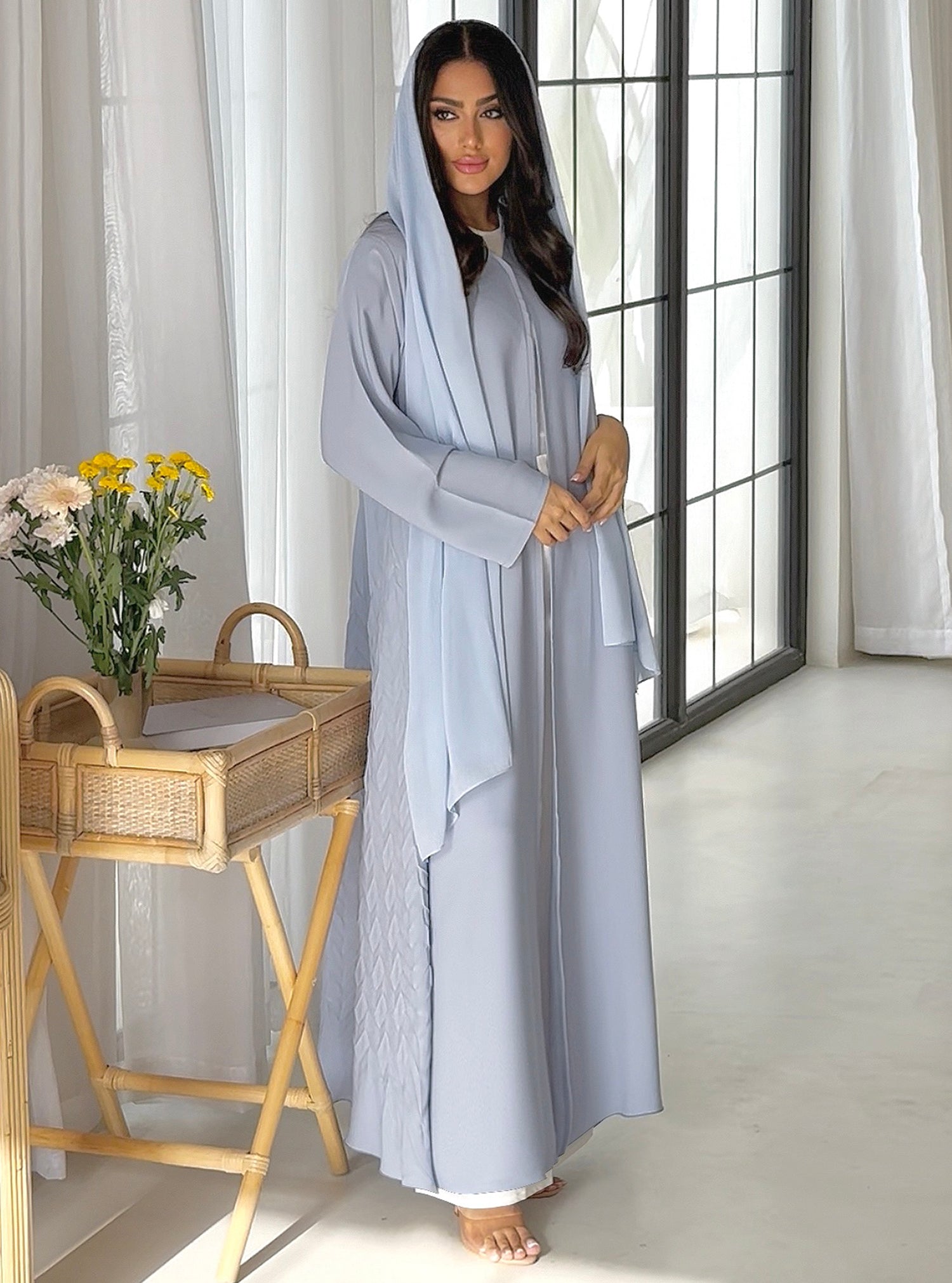 AT380 Blue Pelate Abaya