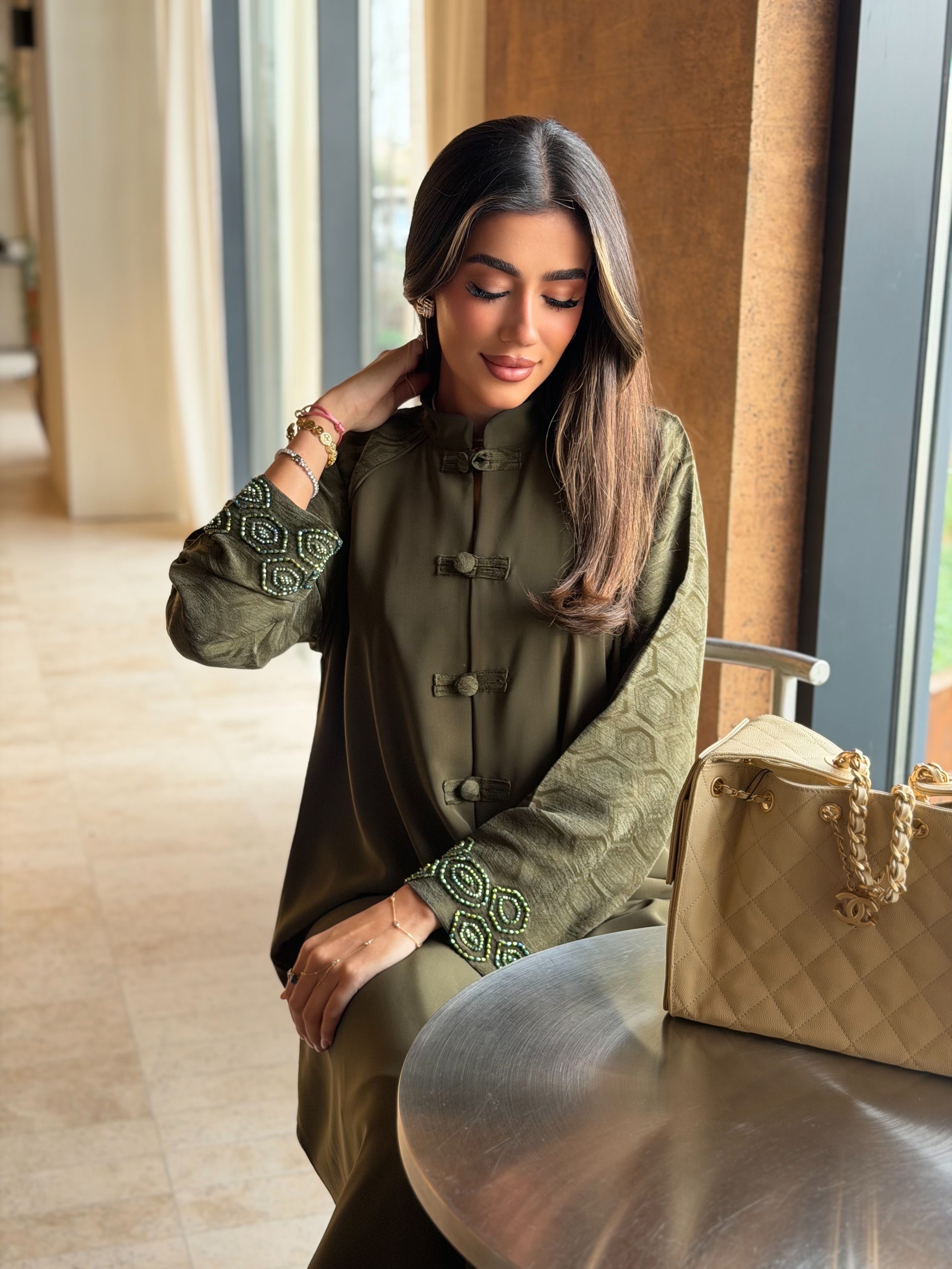AT579 Olive  Abaya