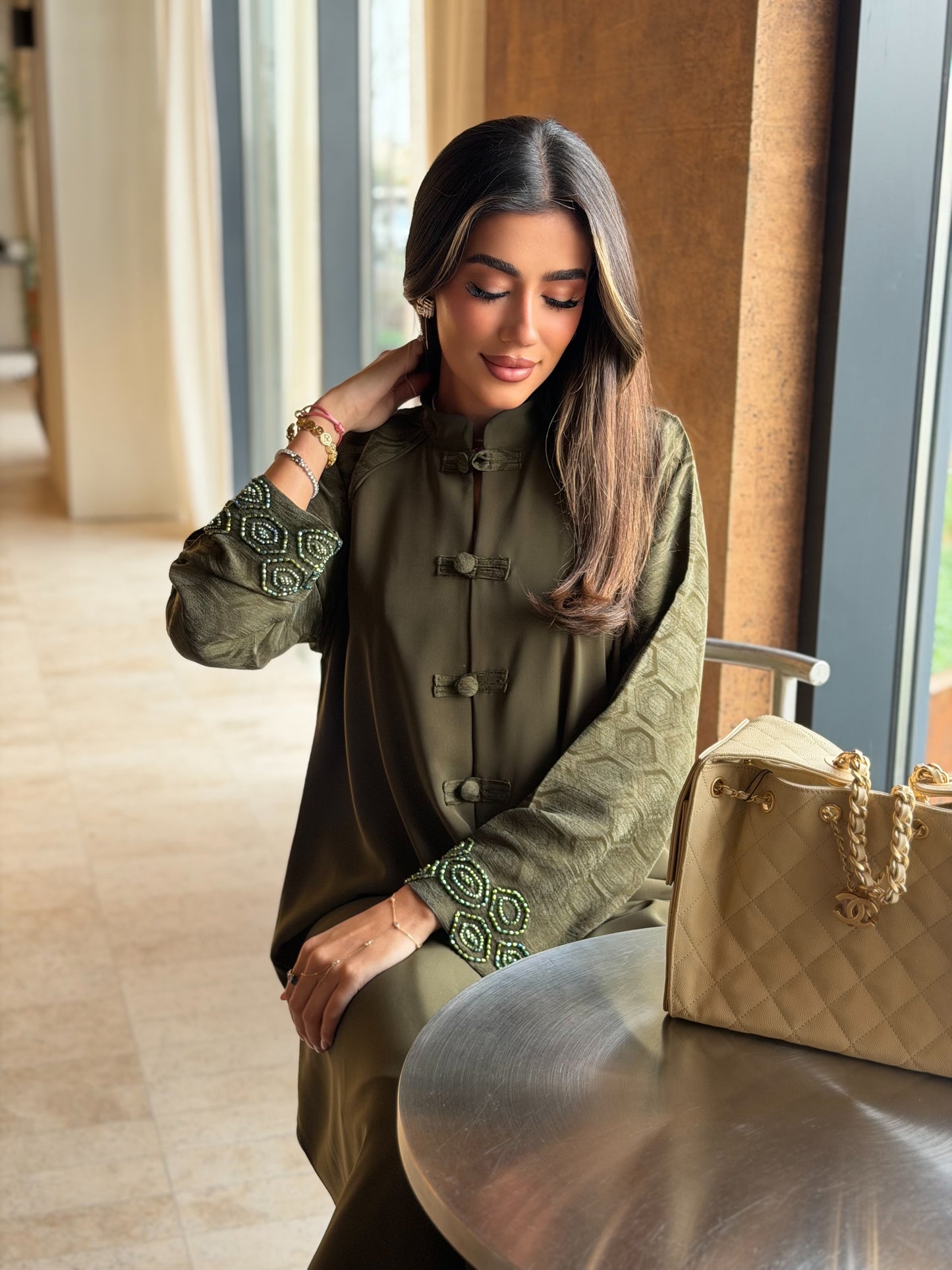 AT579 Olive  Abaya