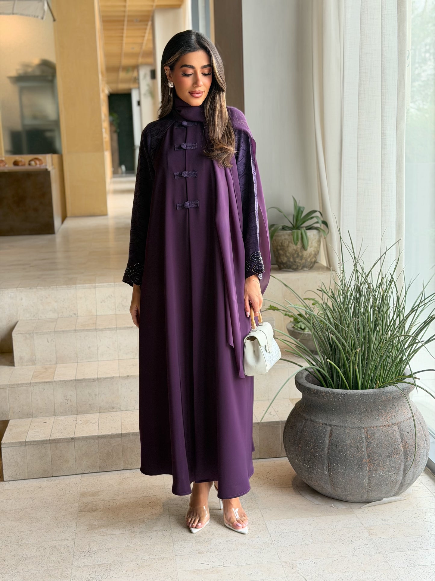 AT578 purple  Abaya