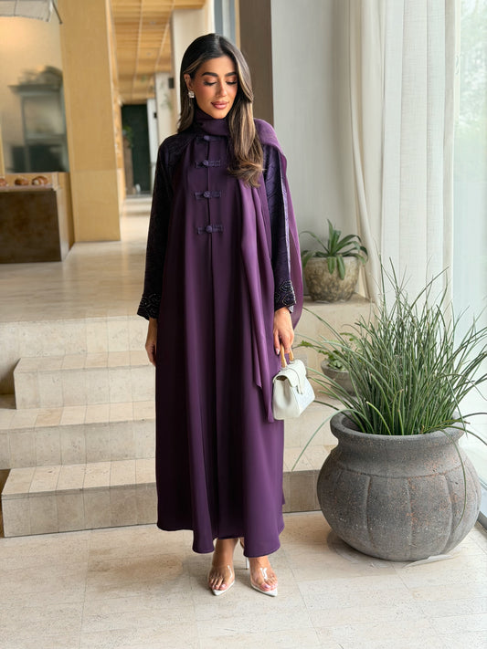 AT578 purple  Abaya