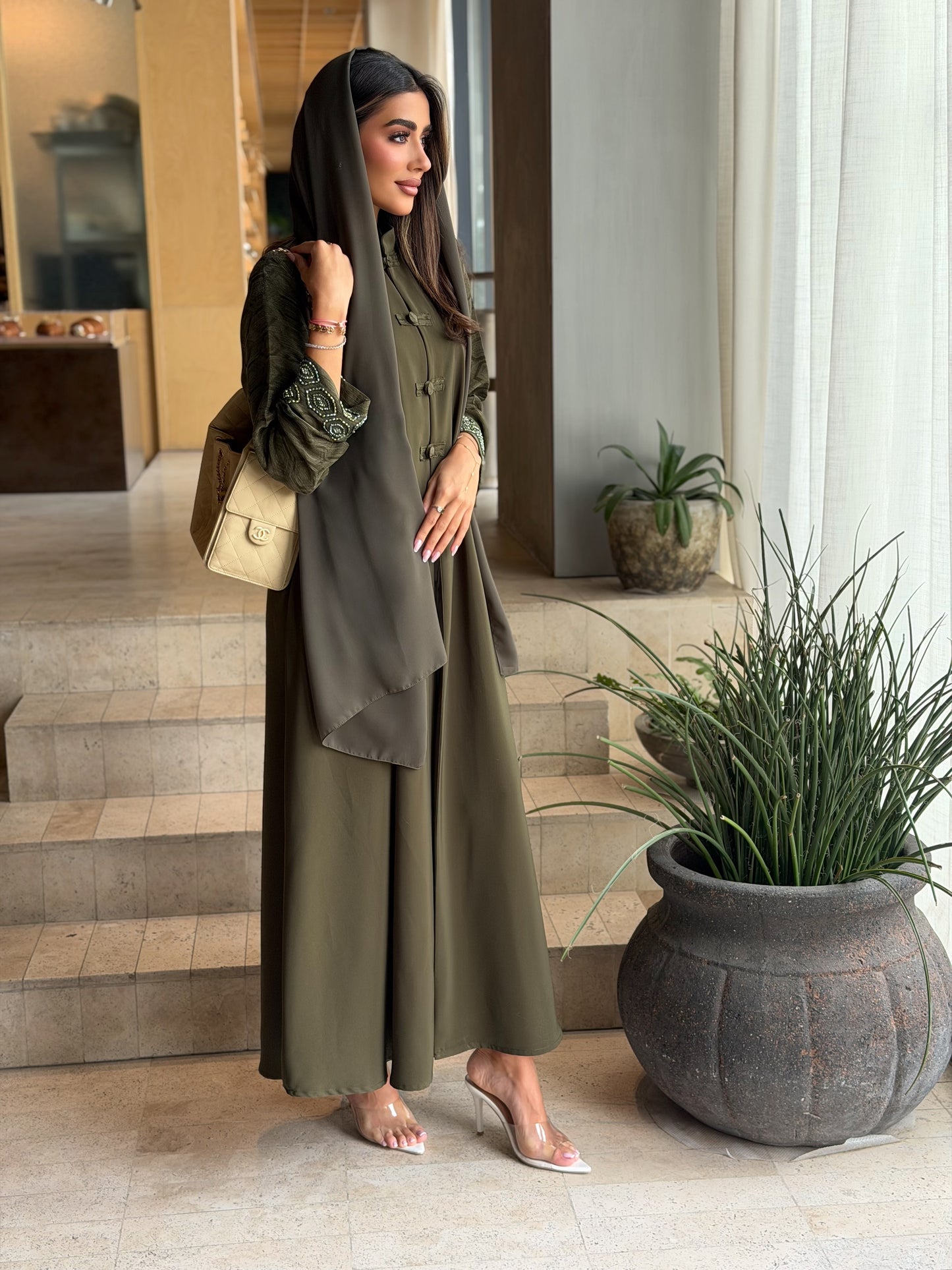 AT579 Olive  Abaya