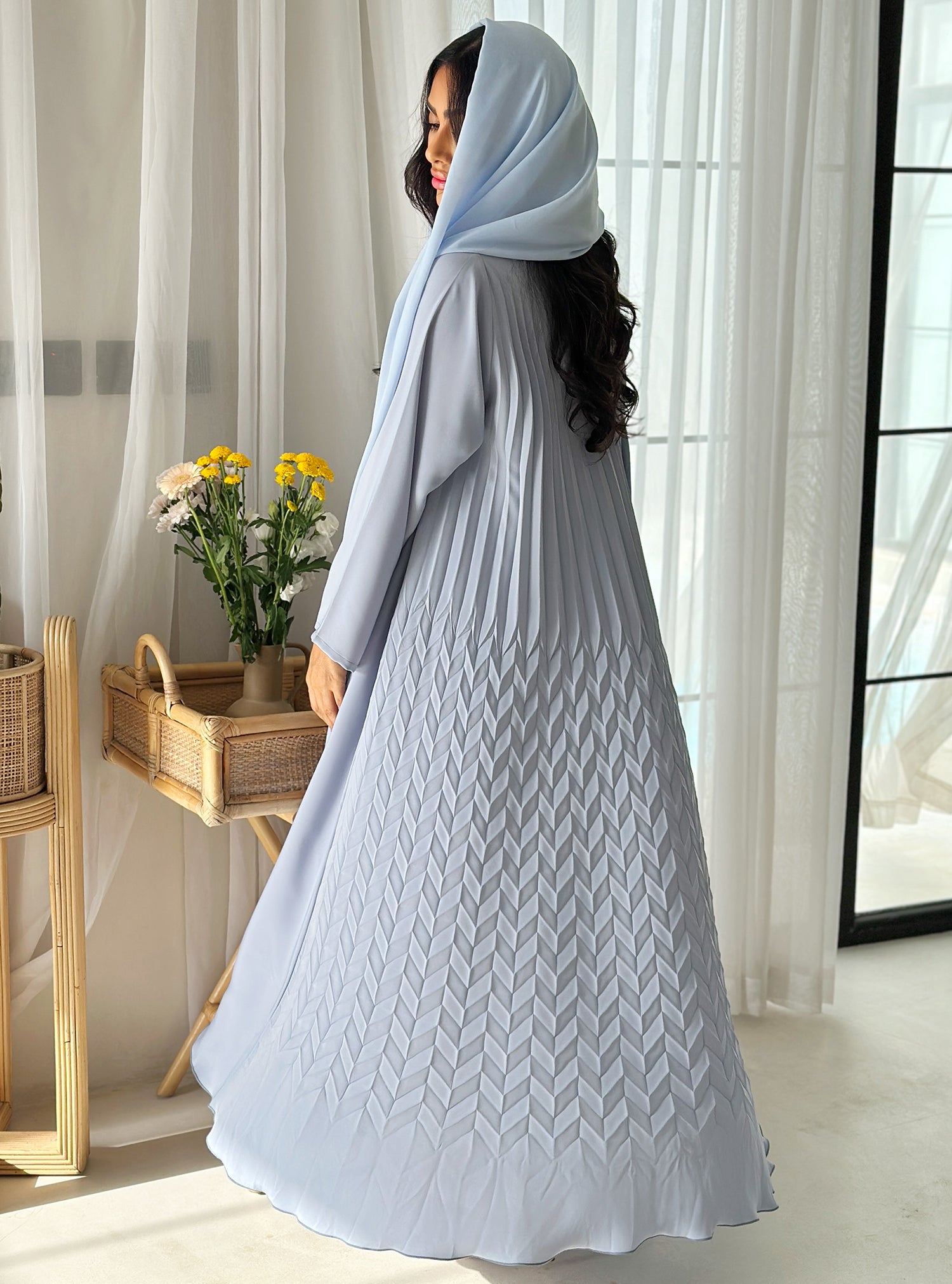 AT380 Blue Pelate Abaya