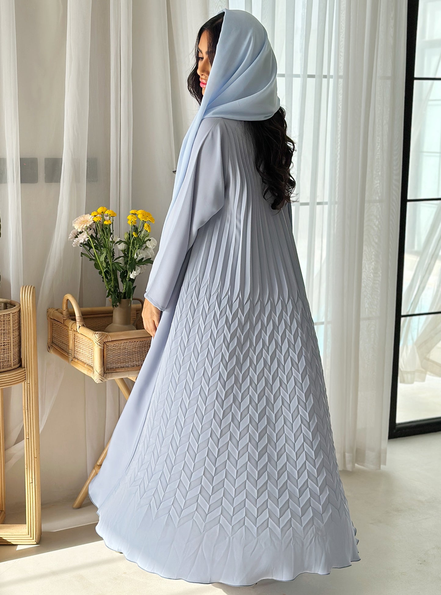 AT380 Blue Pelate Abaya
