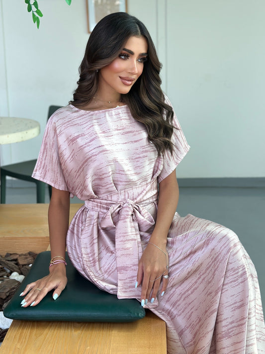 A012-pink crepe silk dress