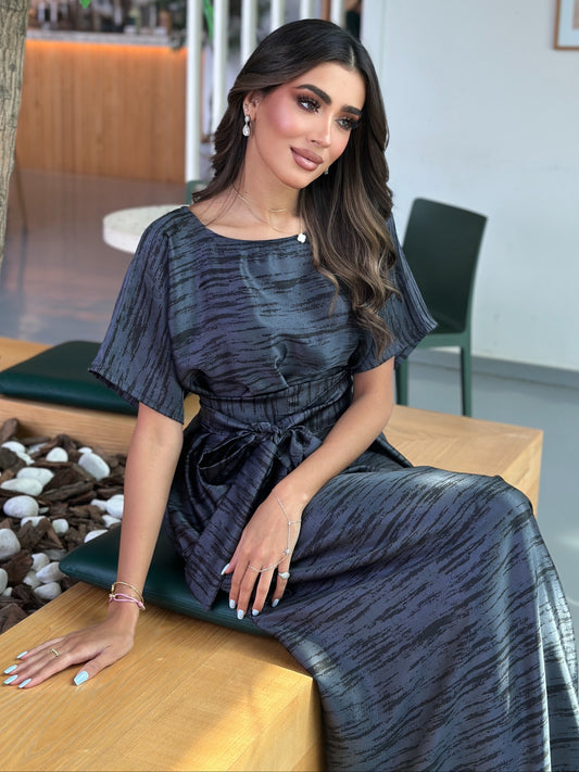 A015- charcol crepe silk dress