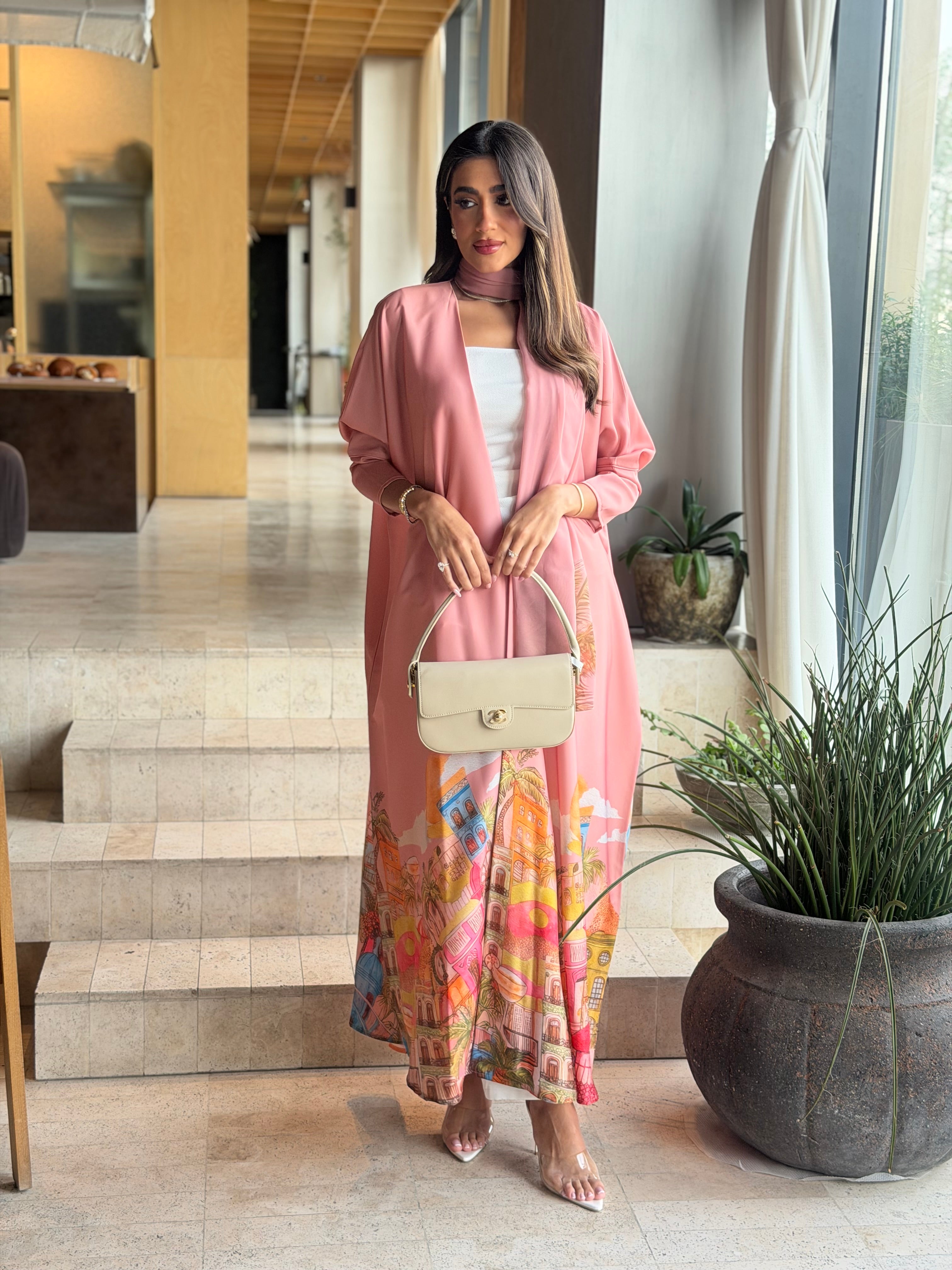 AT588 print Bisht Abaya