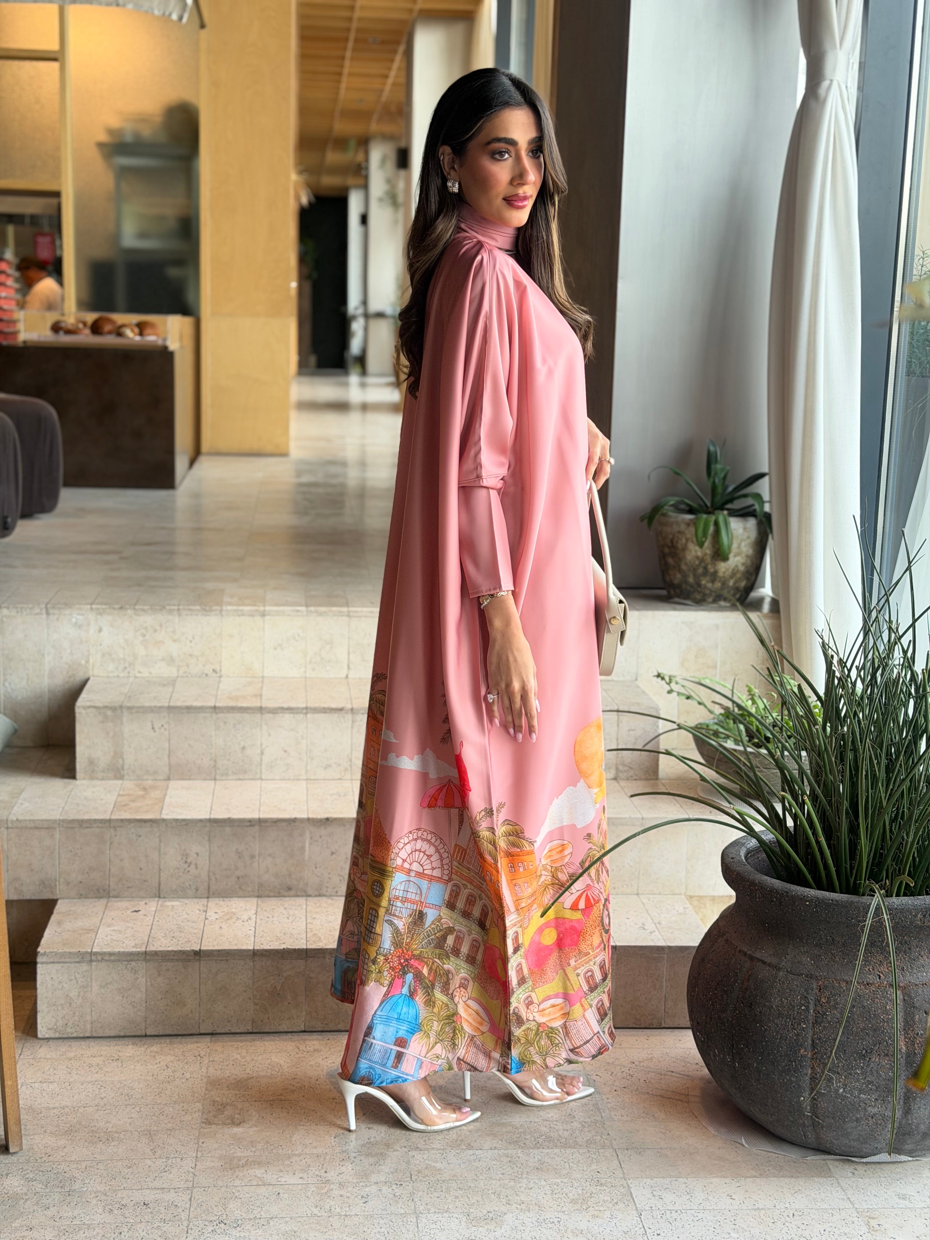 AT588 print Bisht Abaya
