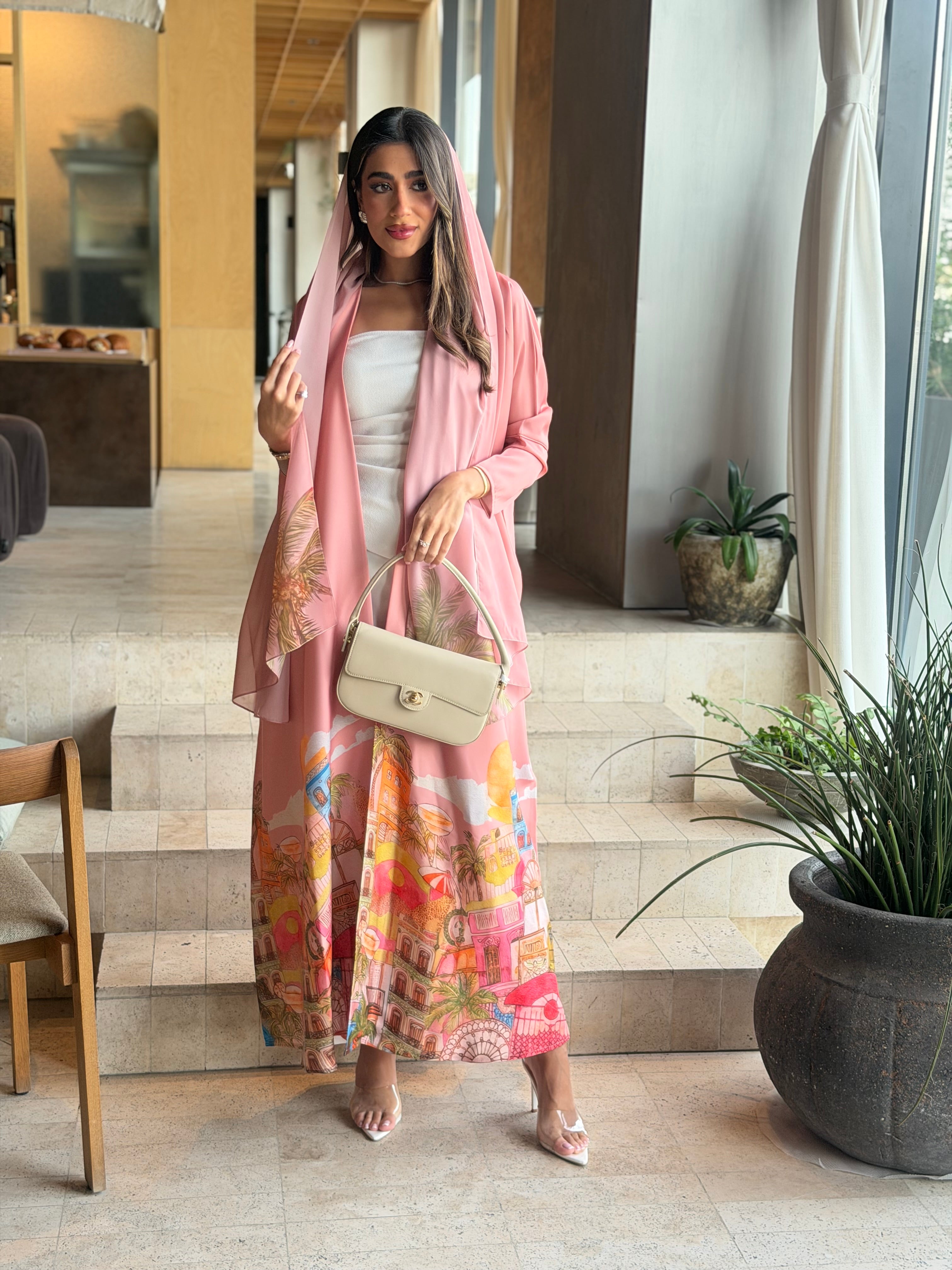 AT588 print Bisht Abaya