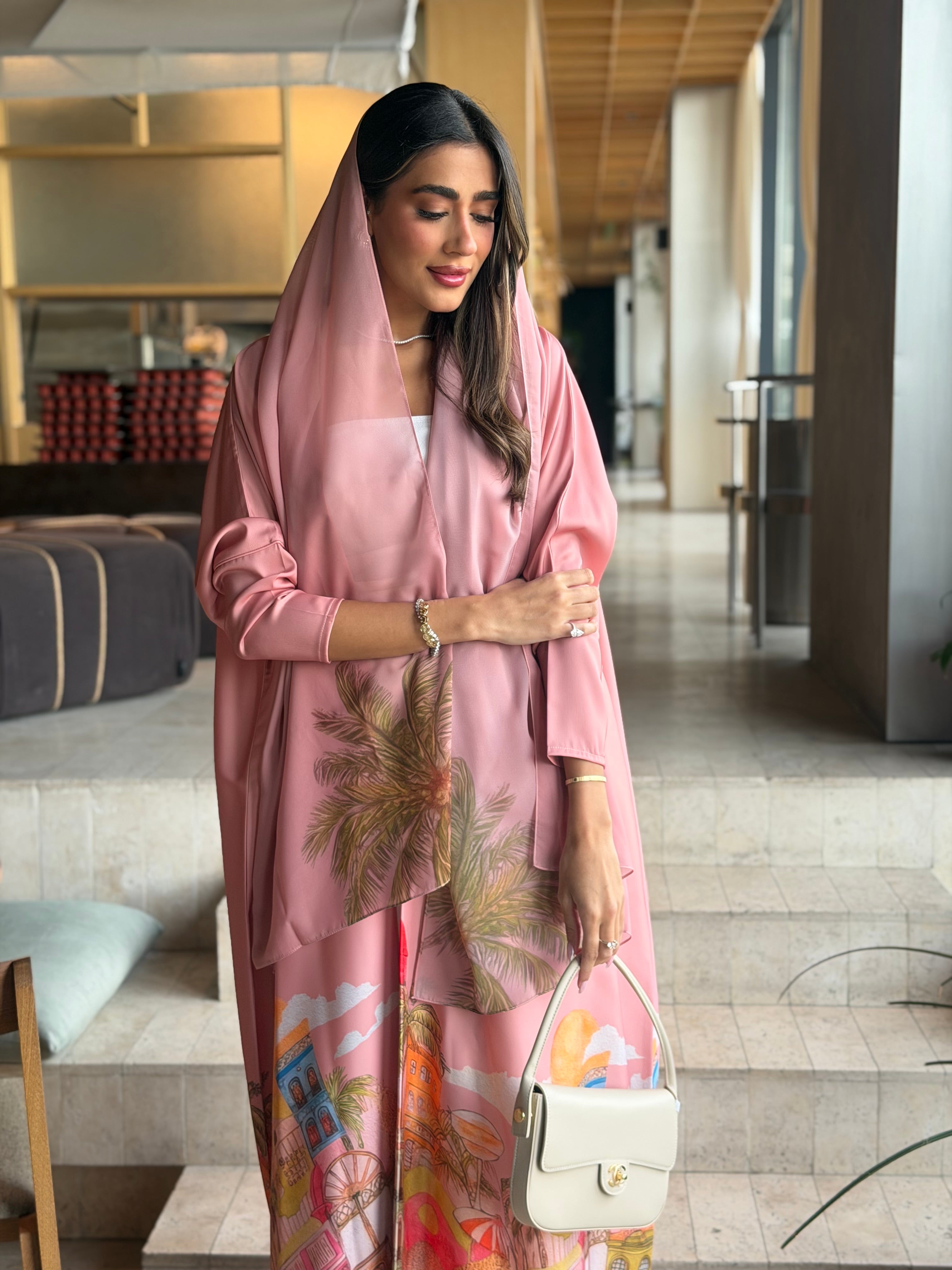 AT588 print Bisht Abaya