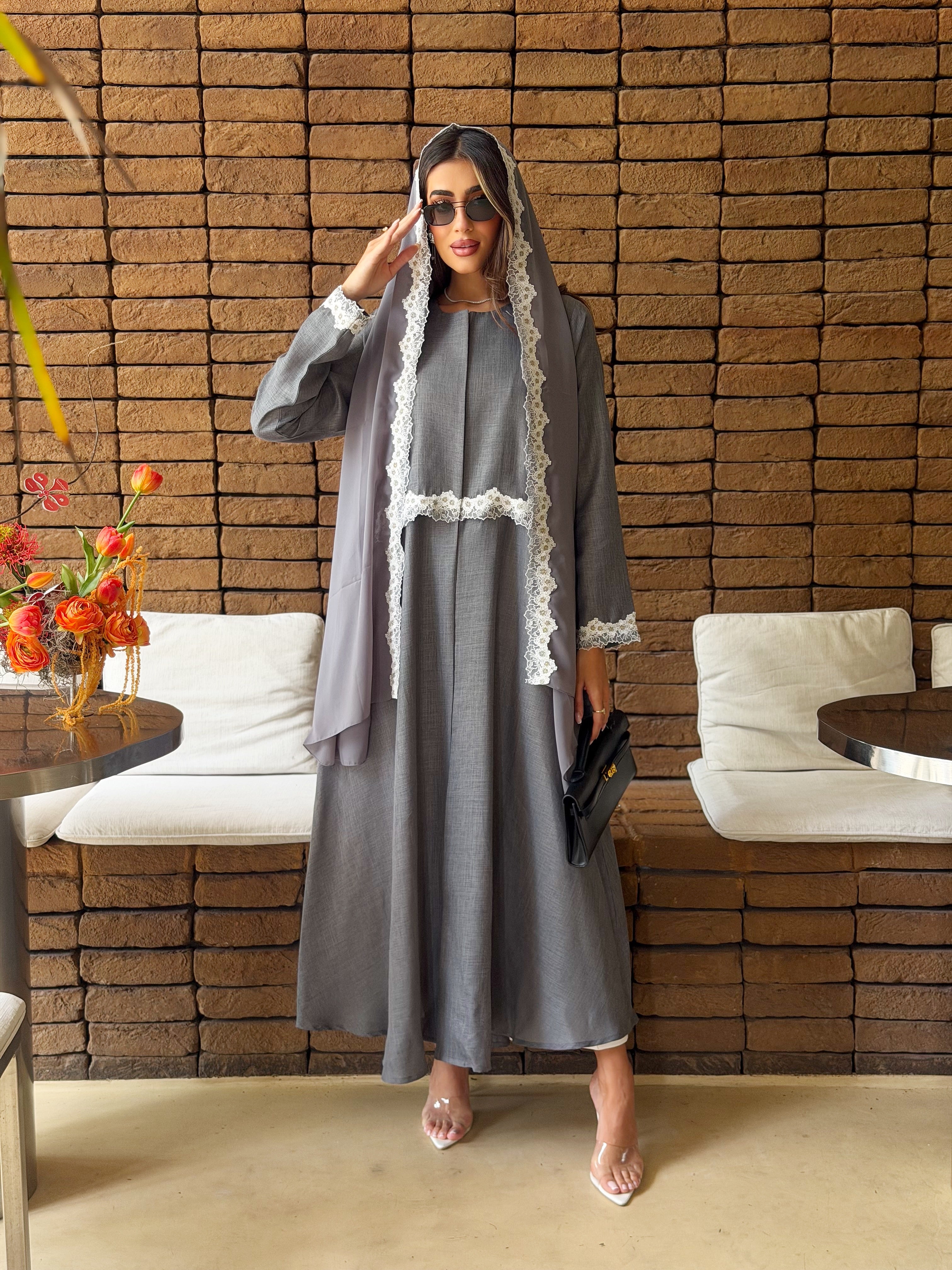 AT572 Gray Lenin Abaya