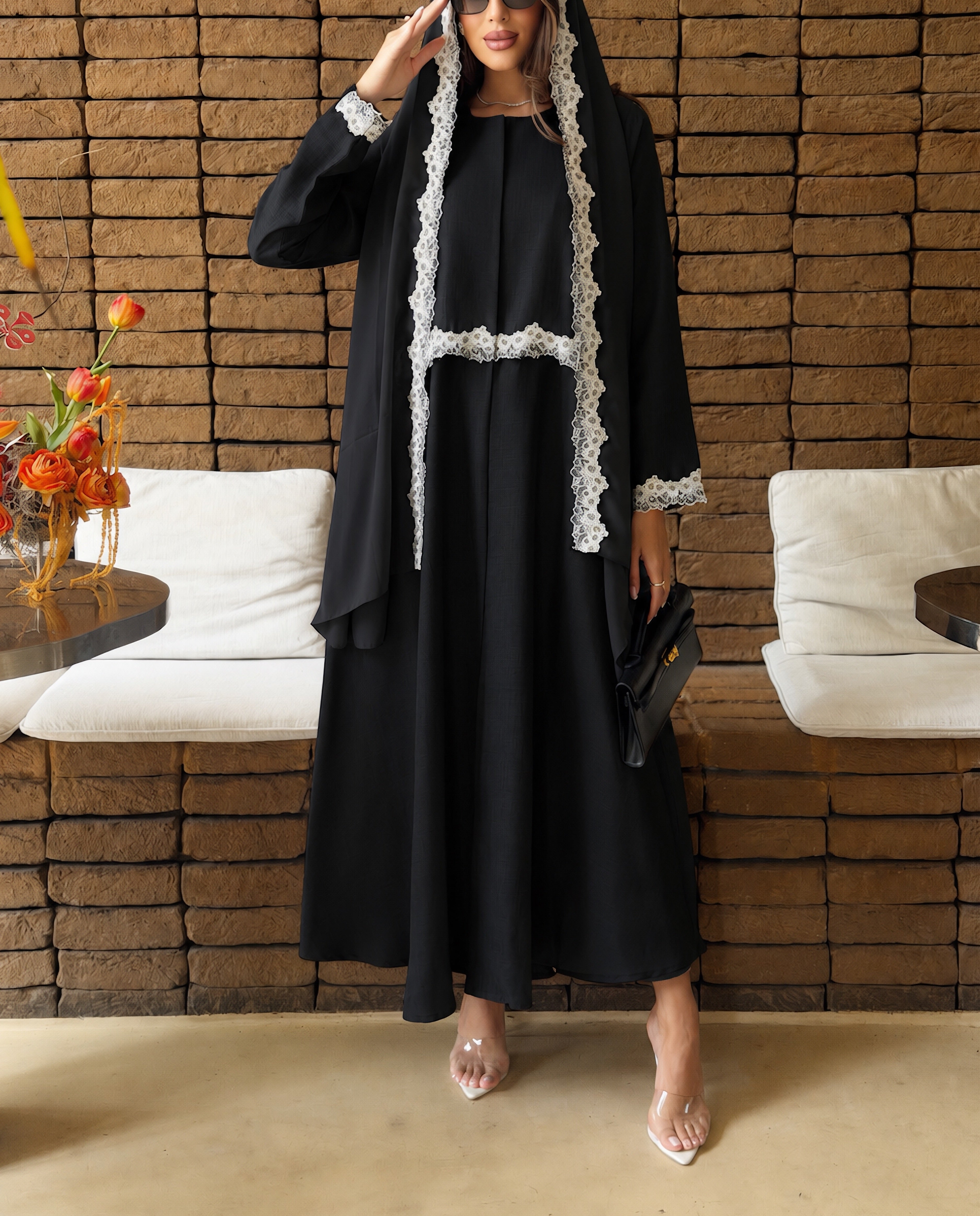 AT573 Black Lenin Abaya