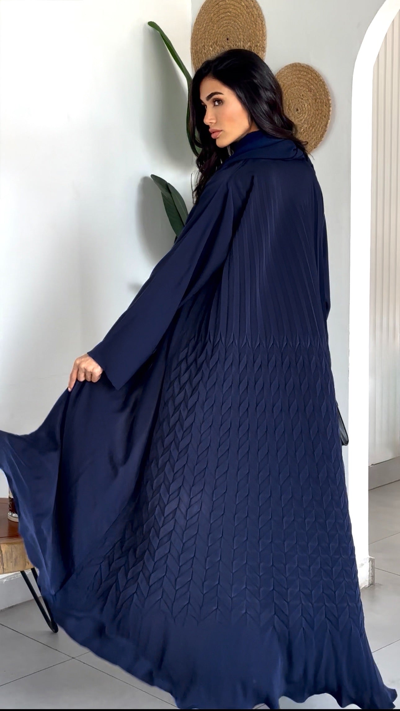 AT383 Navy Pelate Abaya