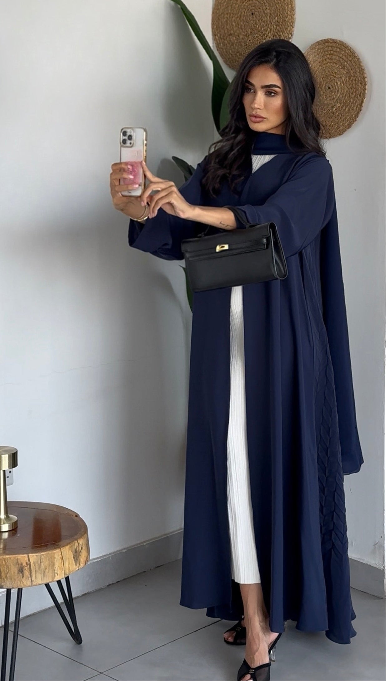 AT383 Navy Pelate Abaya