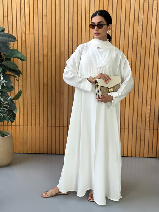 AT386 OffWhite  Abaya