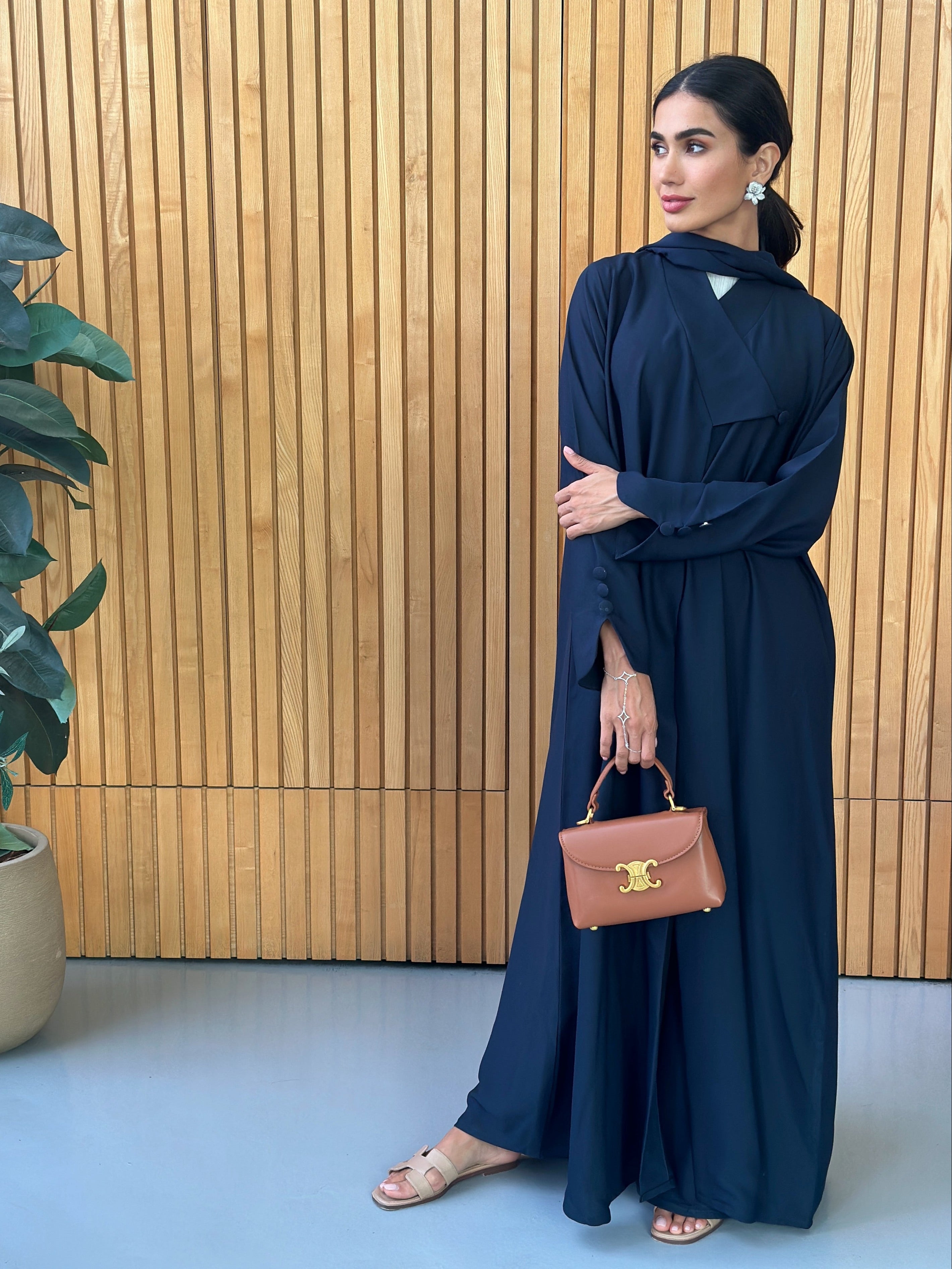 AT387 Navy Blue  Abaya