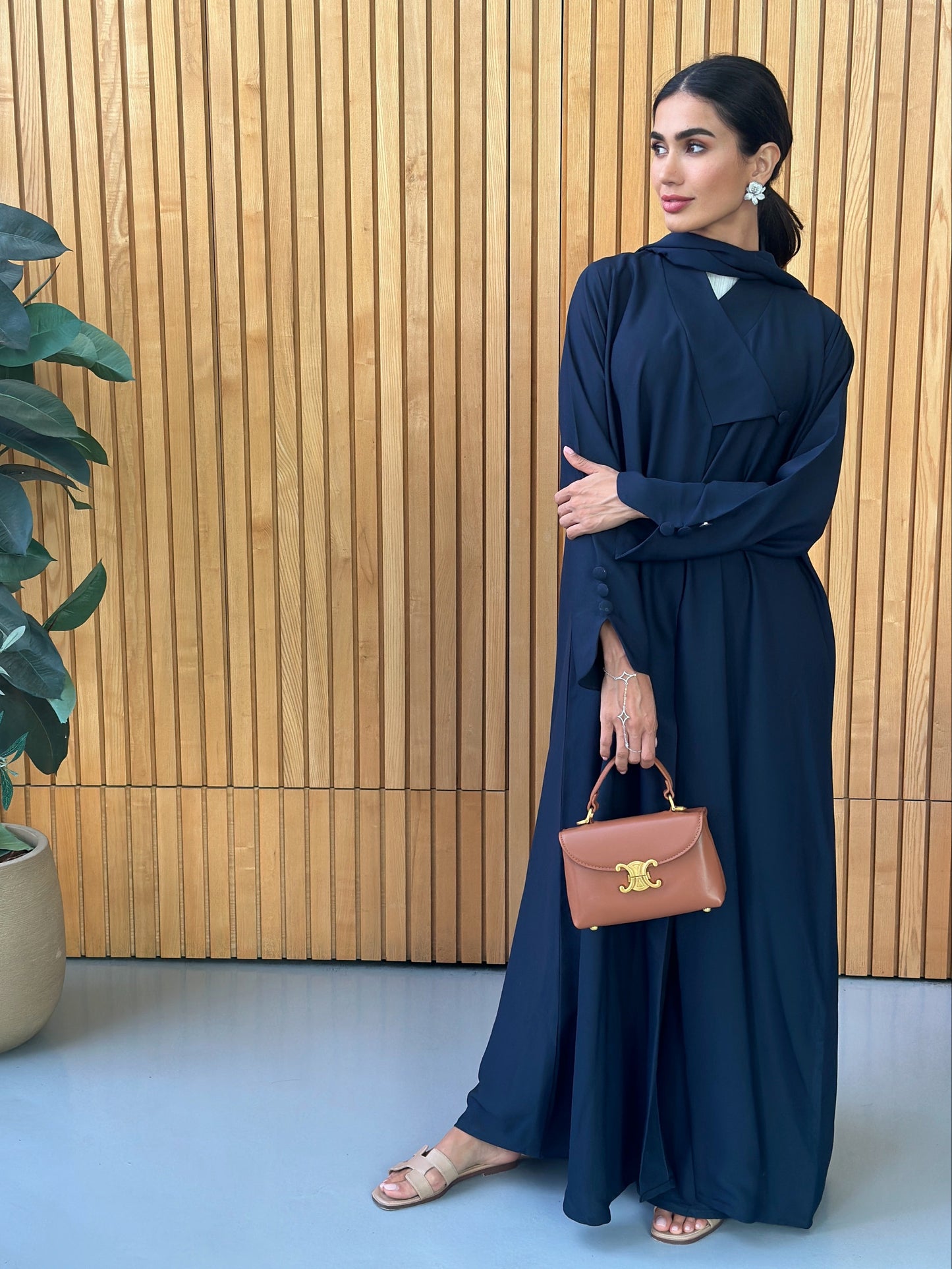 AT387 Navy Blue  Abaya