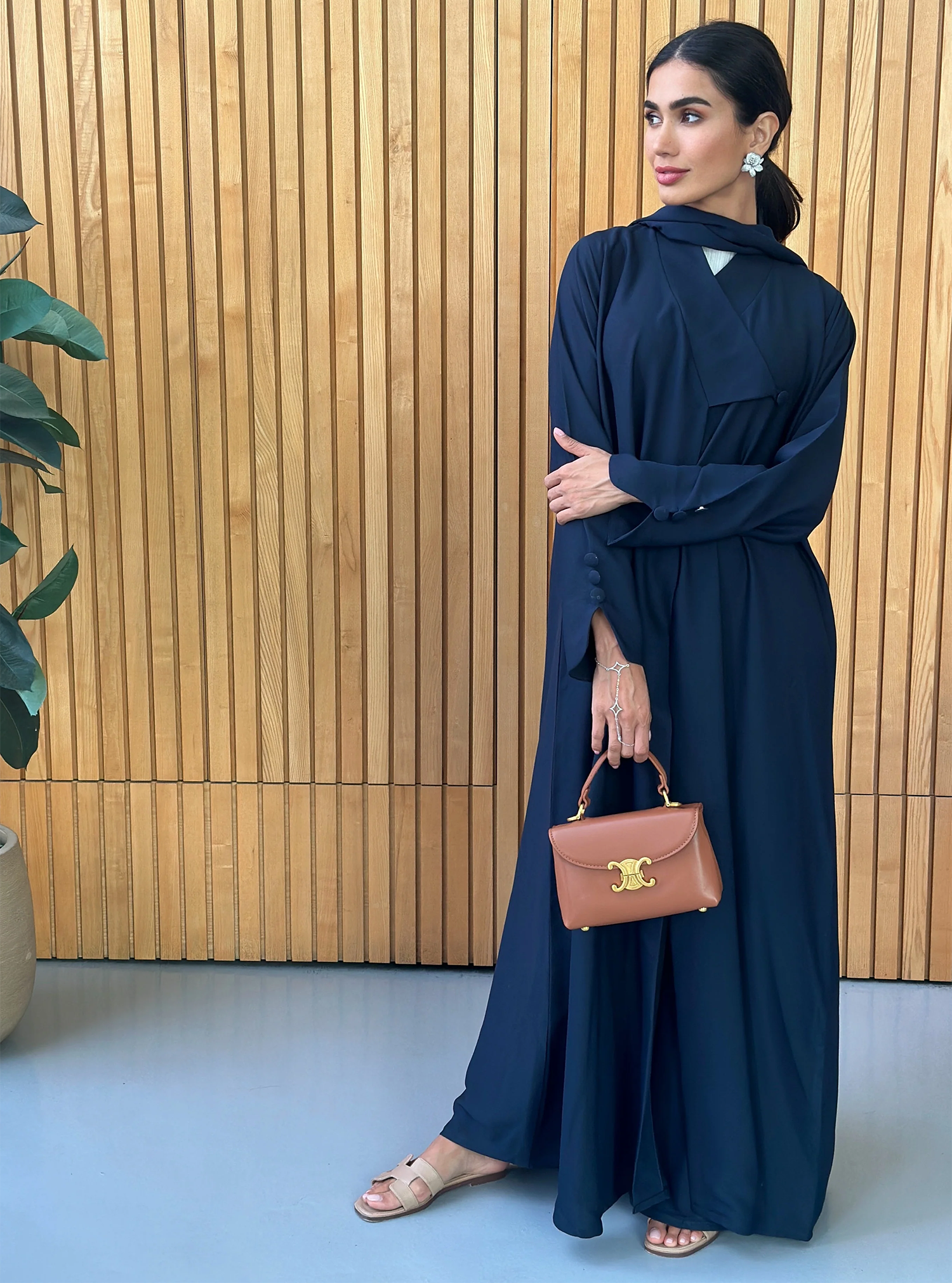 AT387 Navy Blue  Abaya