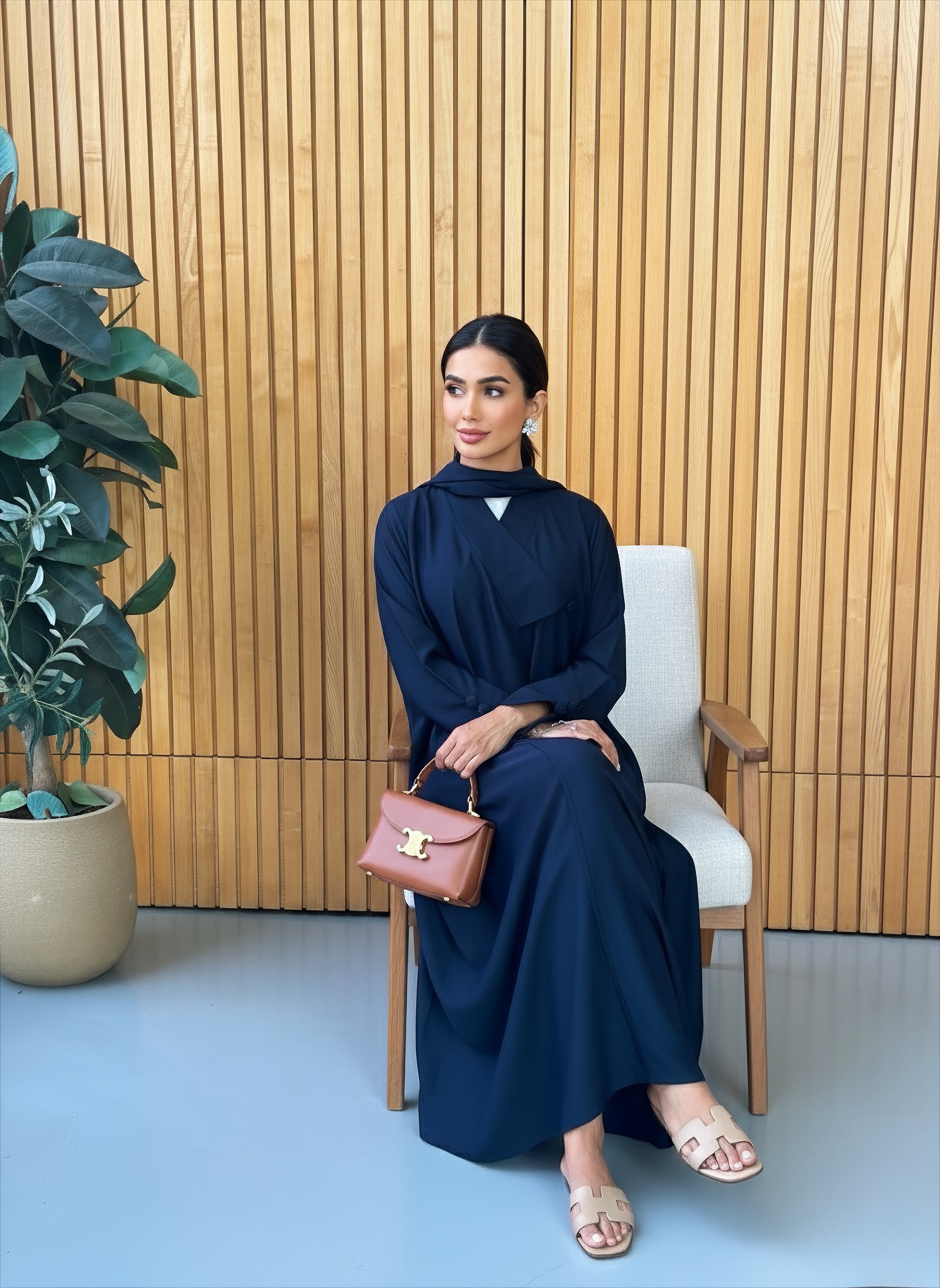 AT387 Navy Blue  Abaya