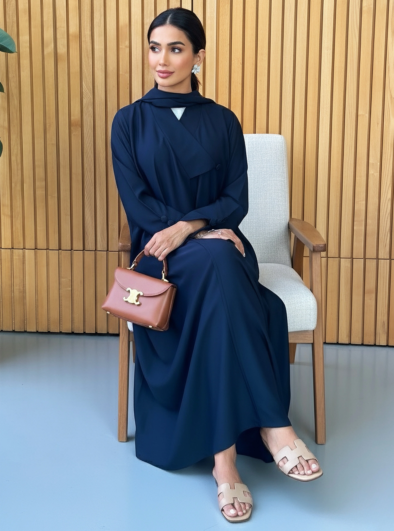 AT387 Navy Blue  Abaya