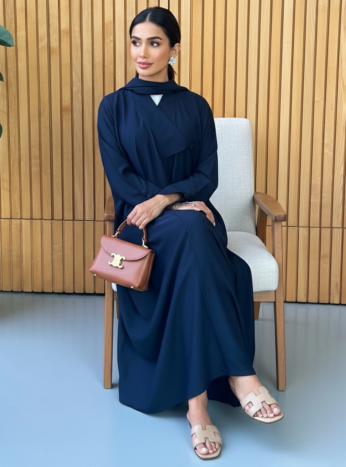 AT387 Navy Blue  Abaya