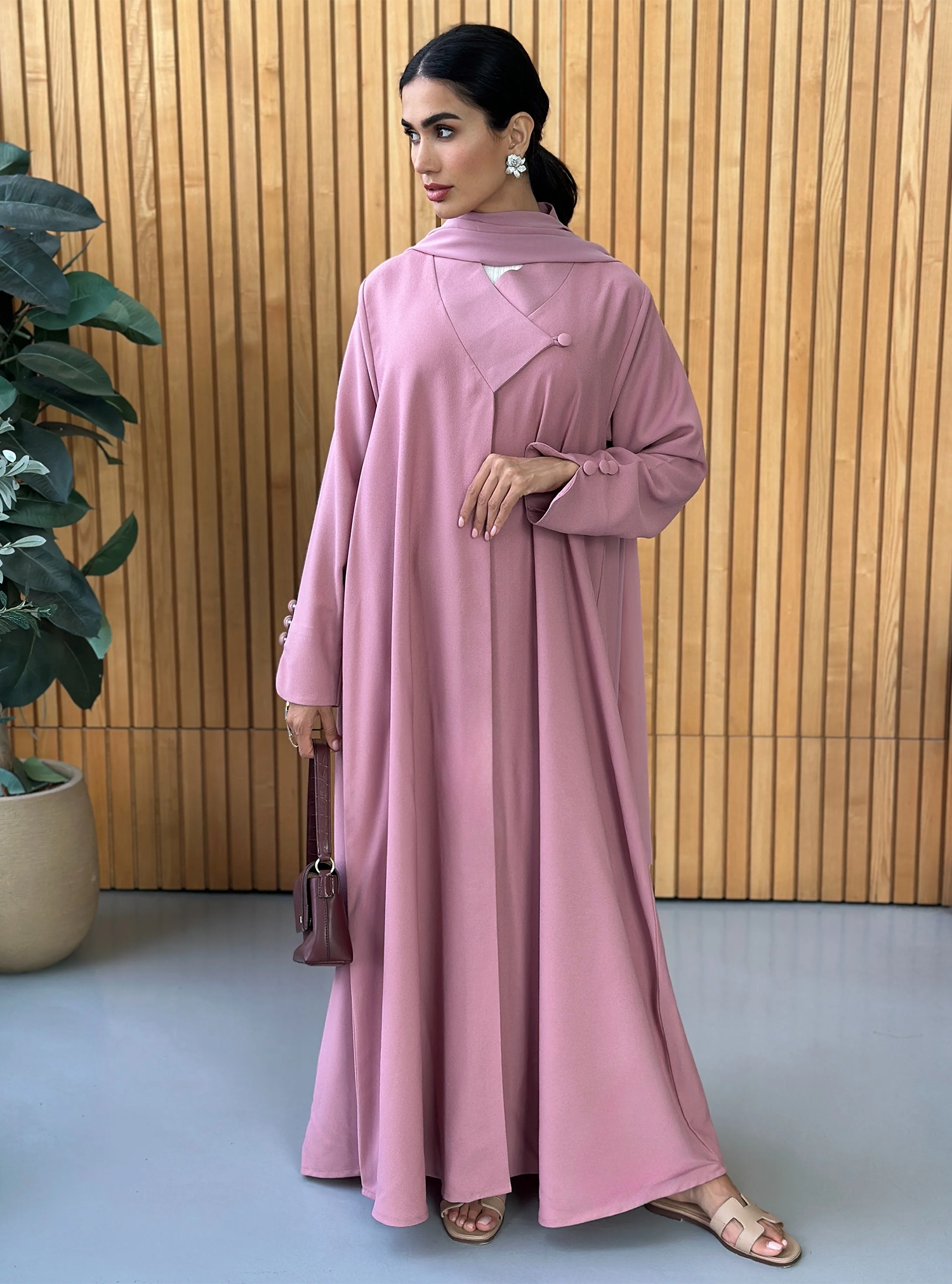 AT388 Pink Abaya