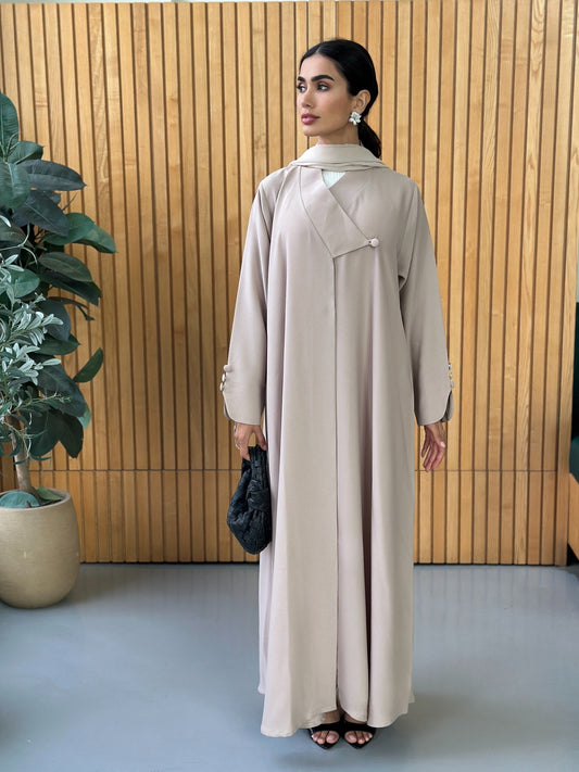 AT392 beige Abaya